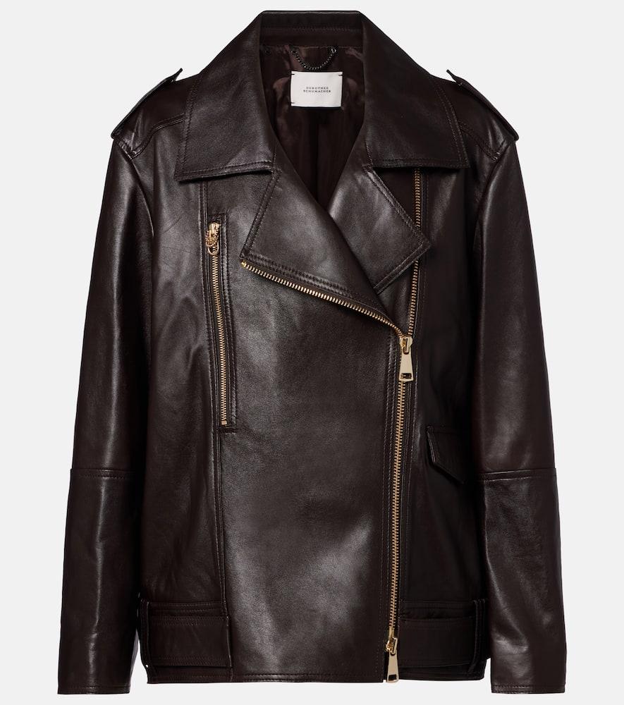 dorothee schumacher sleek statement leather biker jacket