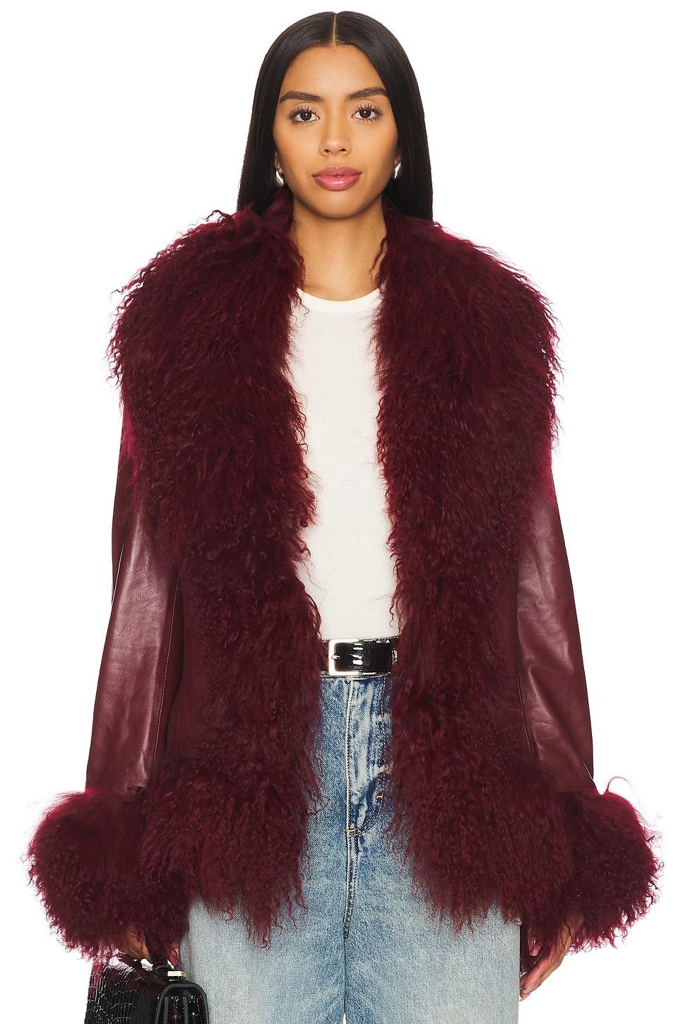dorothy leather coat with fur trim