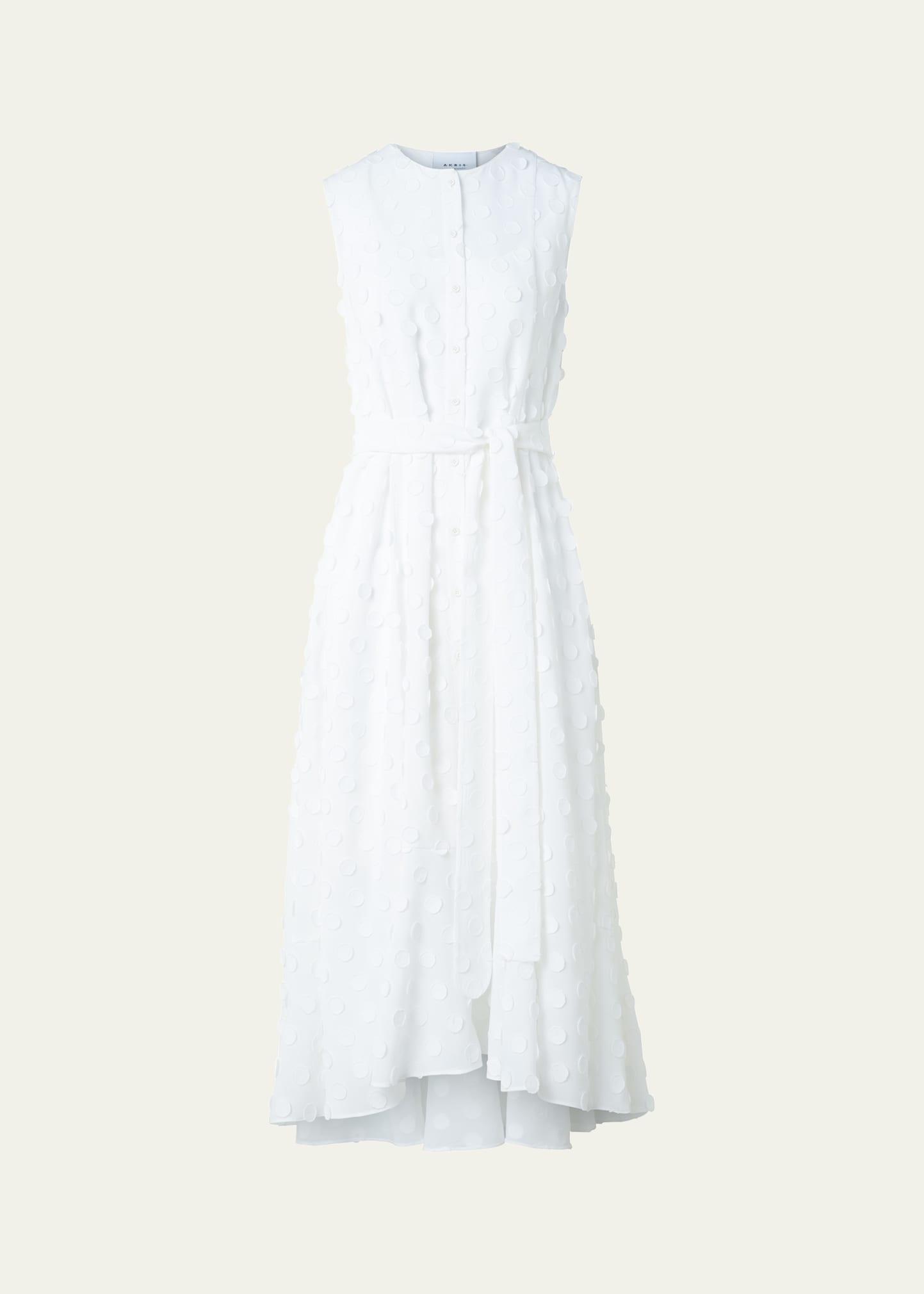 dot applique techno georgette midi dress