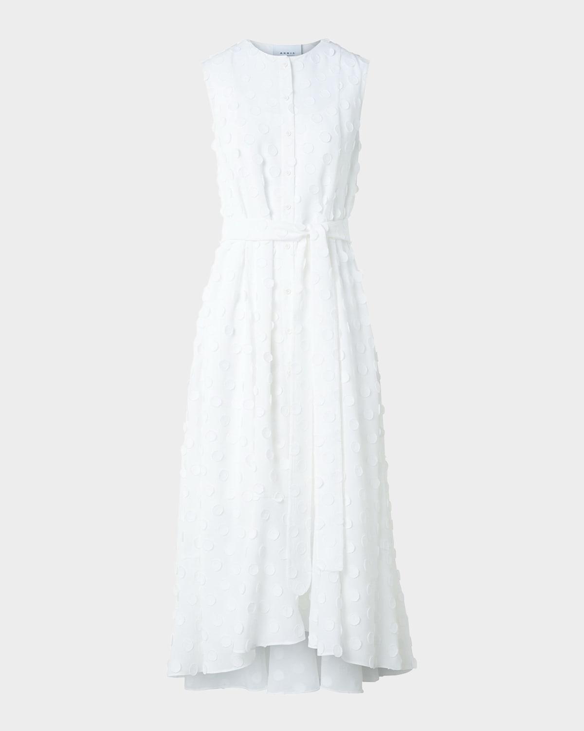 dot applique techno georgette midi dress