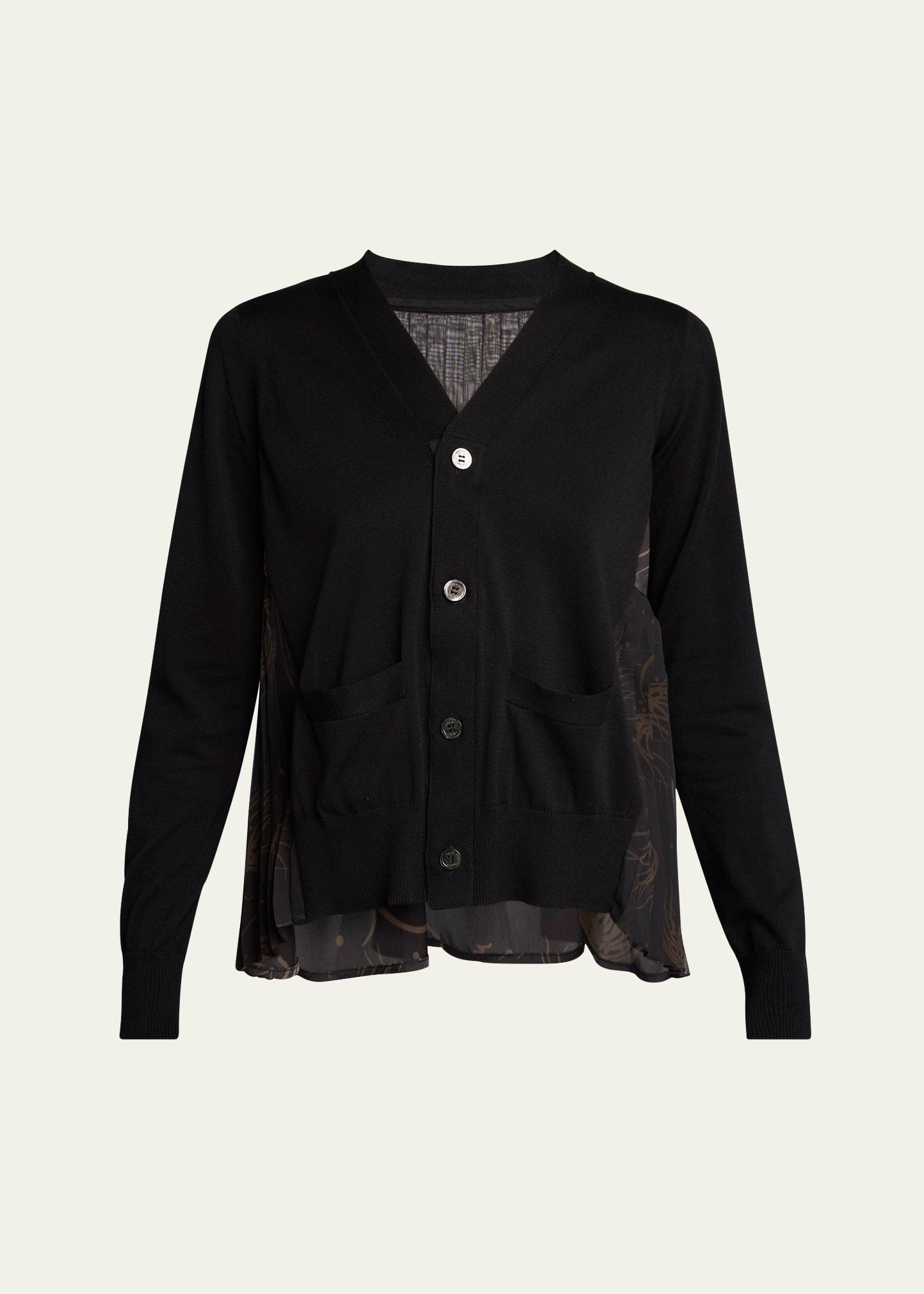 dot flower print pleated back cardigan