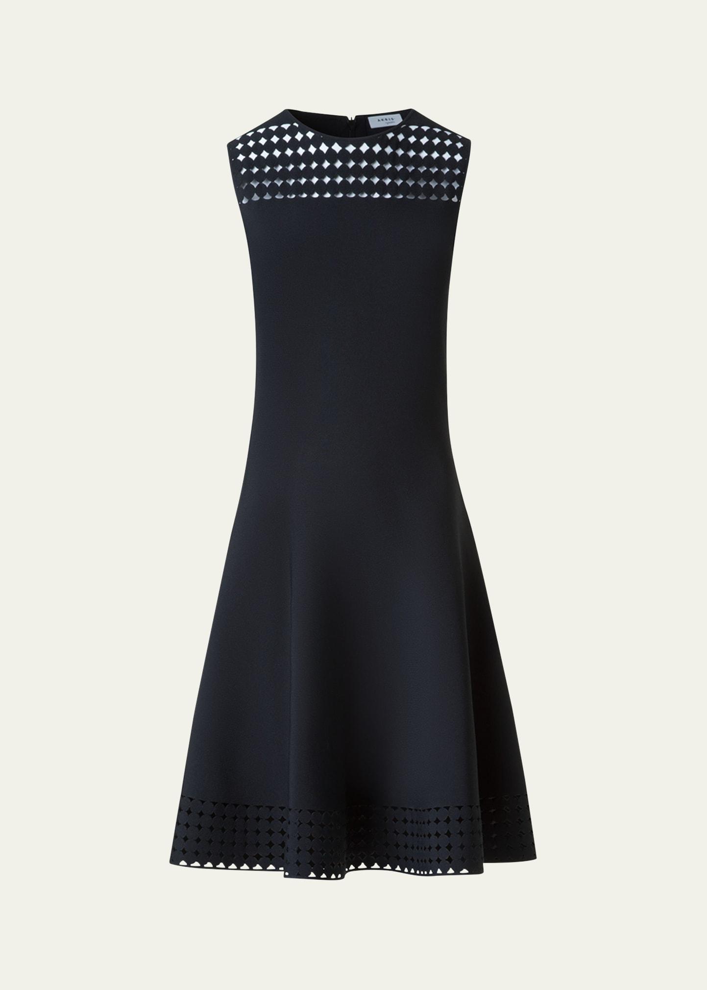 dot lace sleeveless a-line knit dress