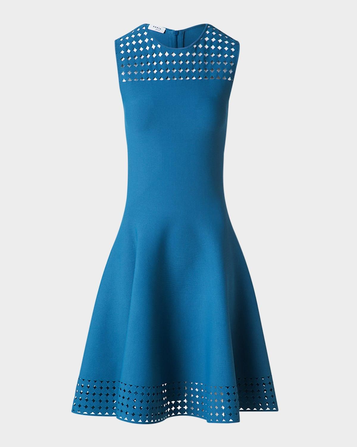 dot lace sleeveless a-line knit dress