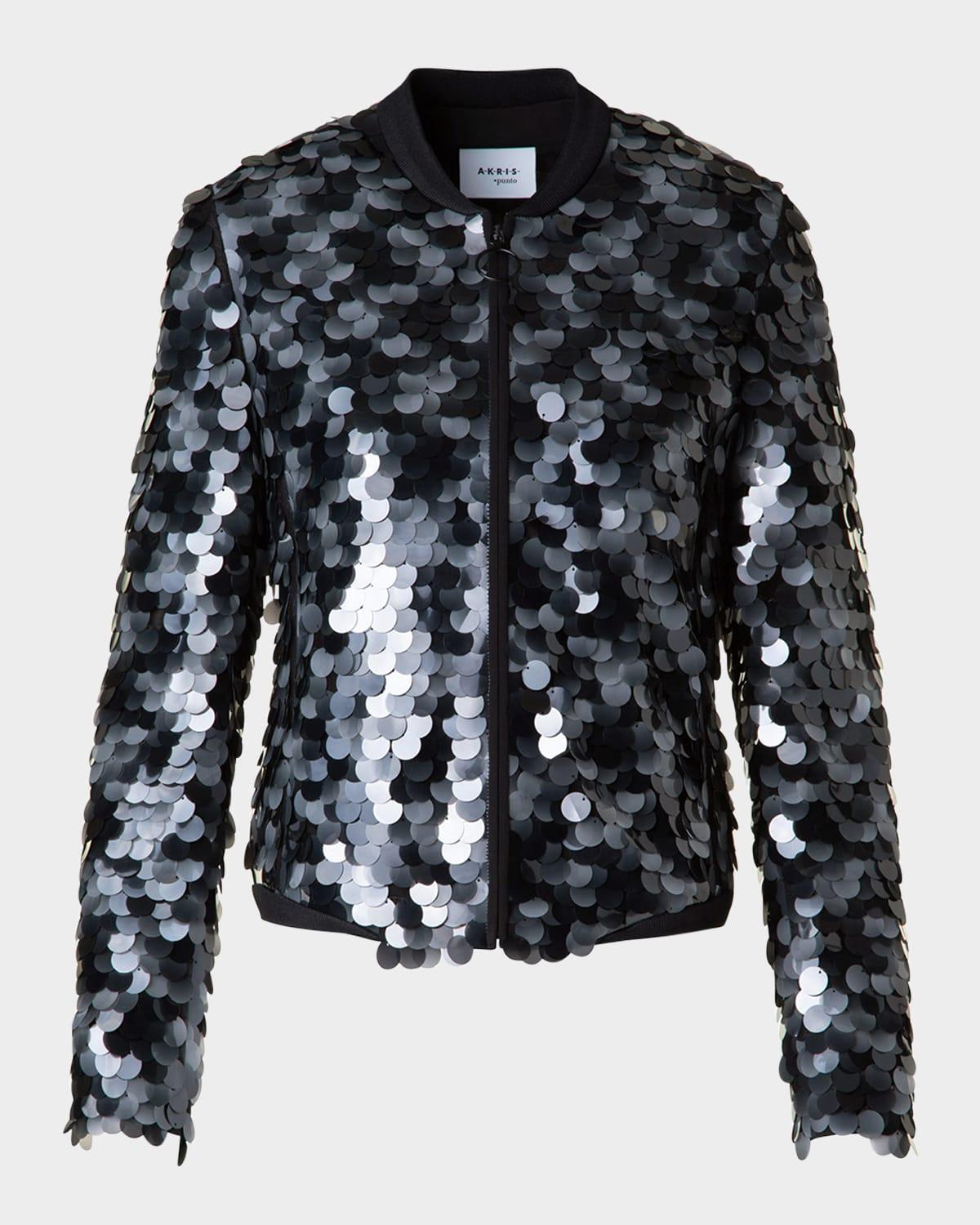 dot sequined bomber jacket