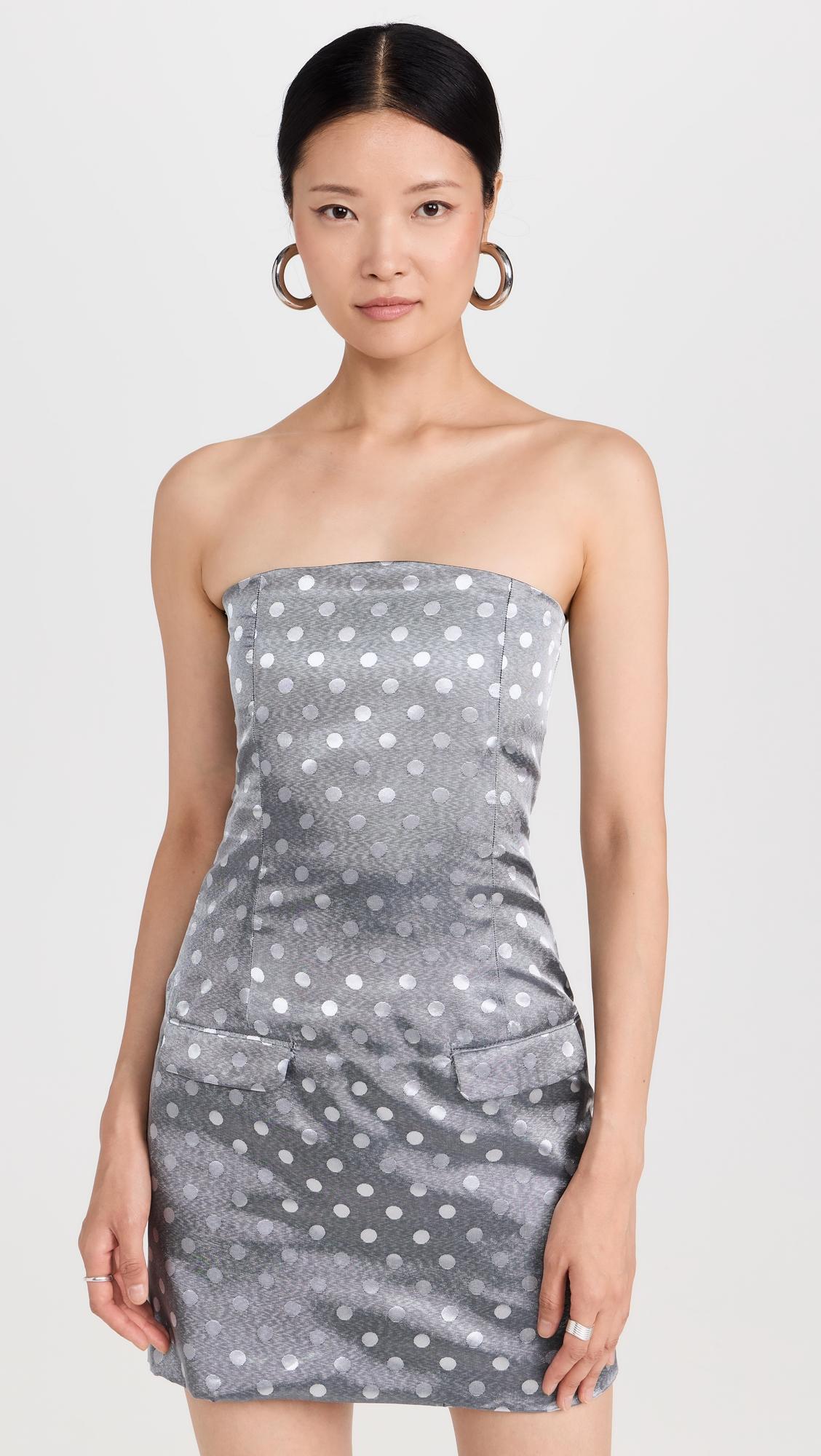 dot strapless mini dress