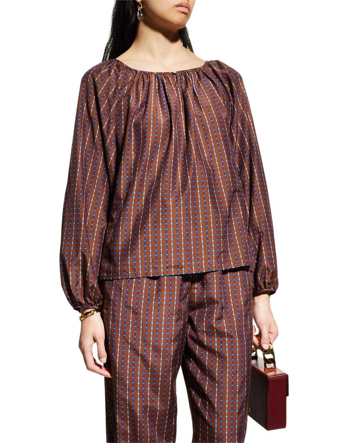 dotted windowpane printed ankle pants