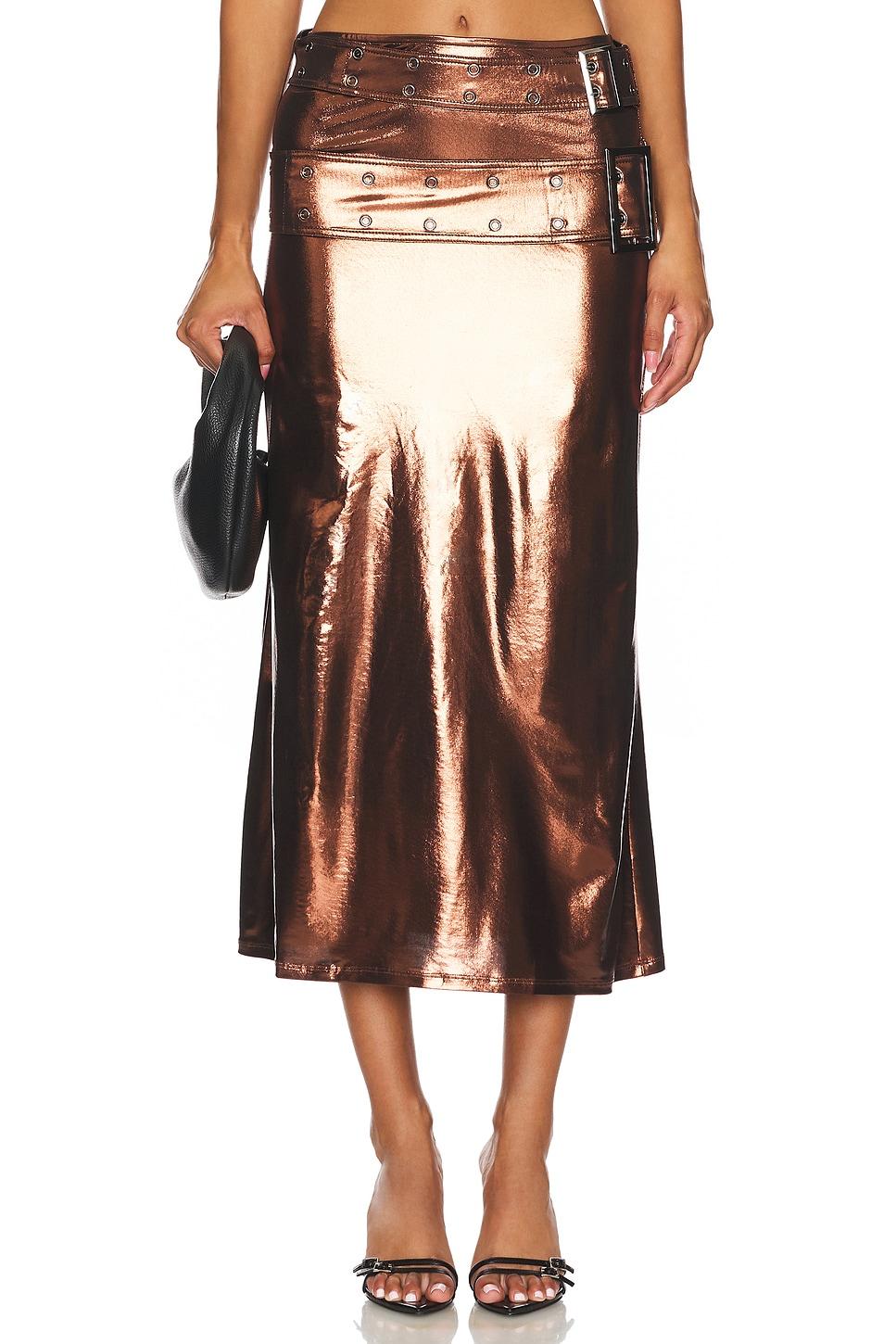 double belt midi skirt