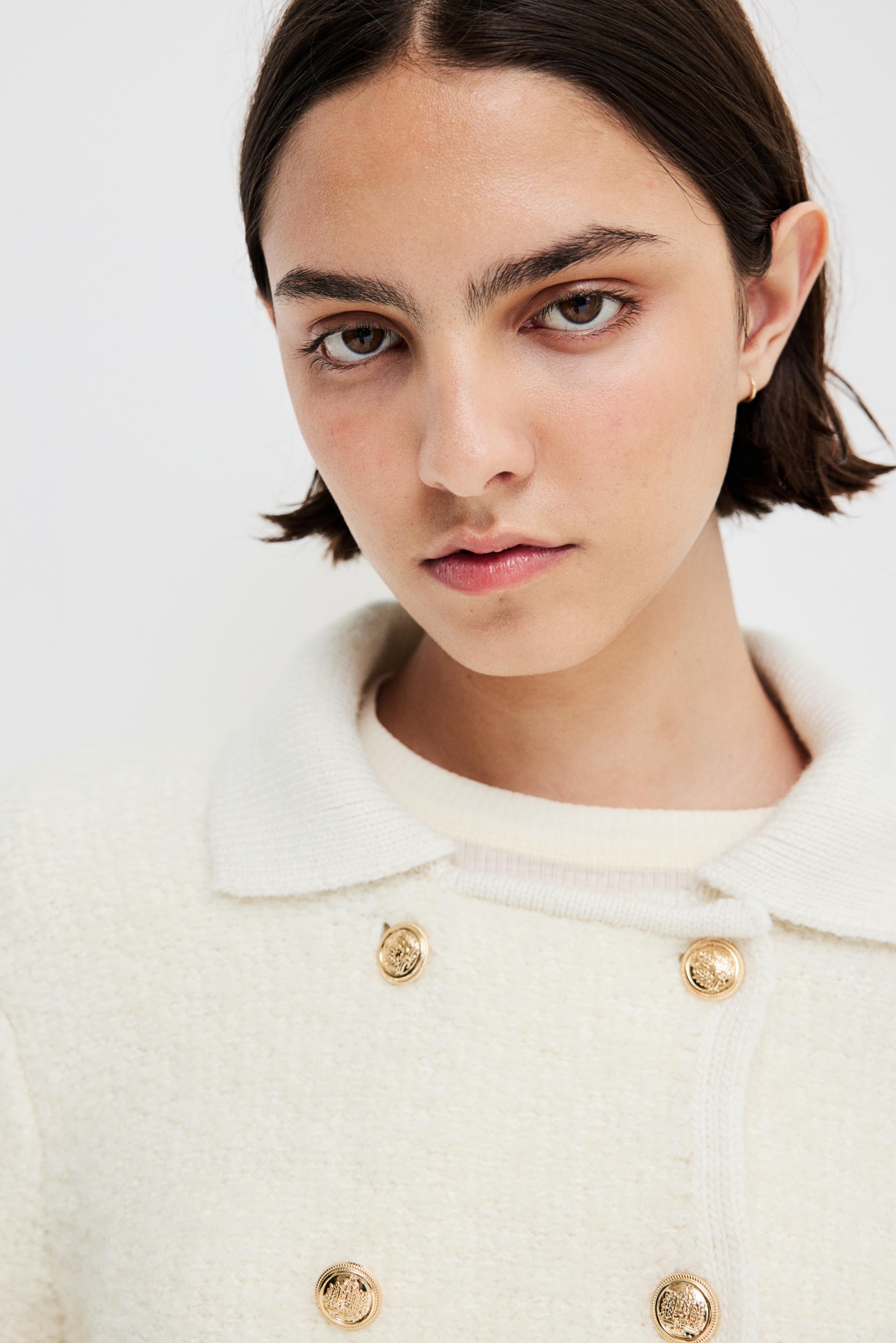 double-breasted bouclé cardigan