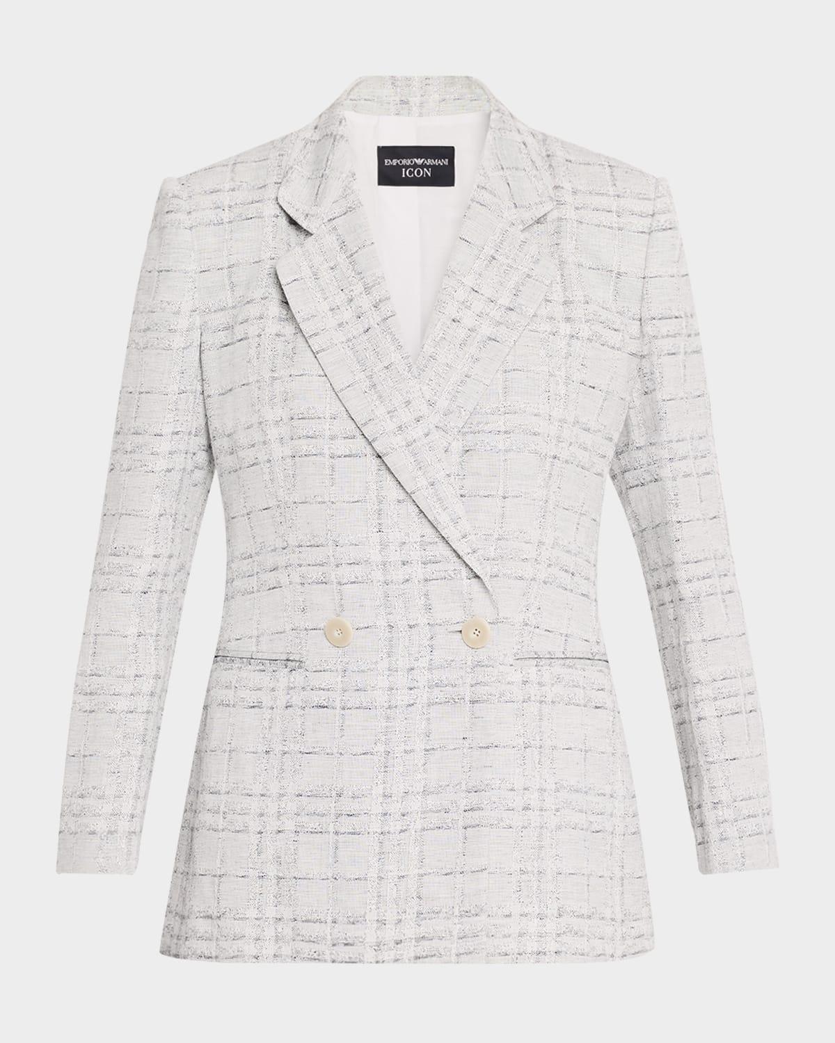 double-breasted check blazer