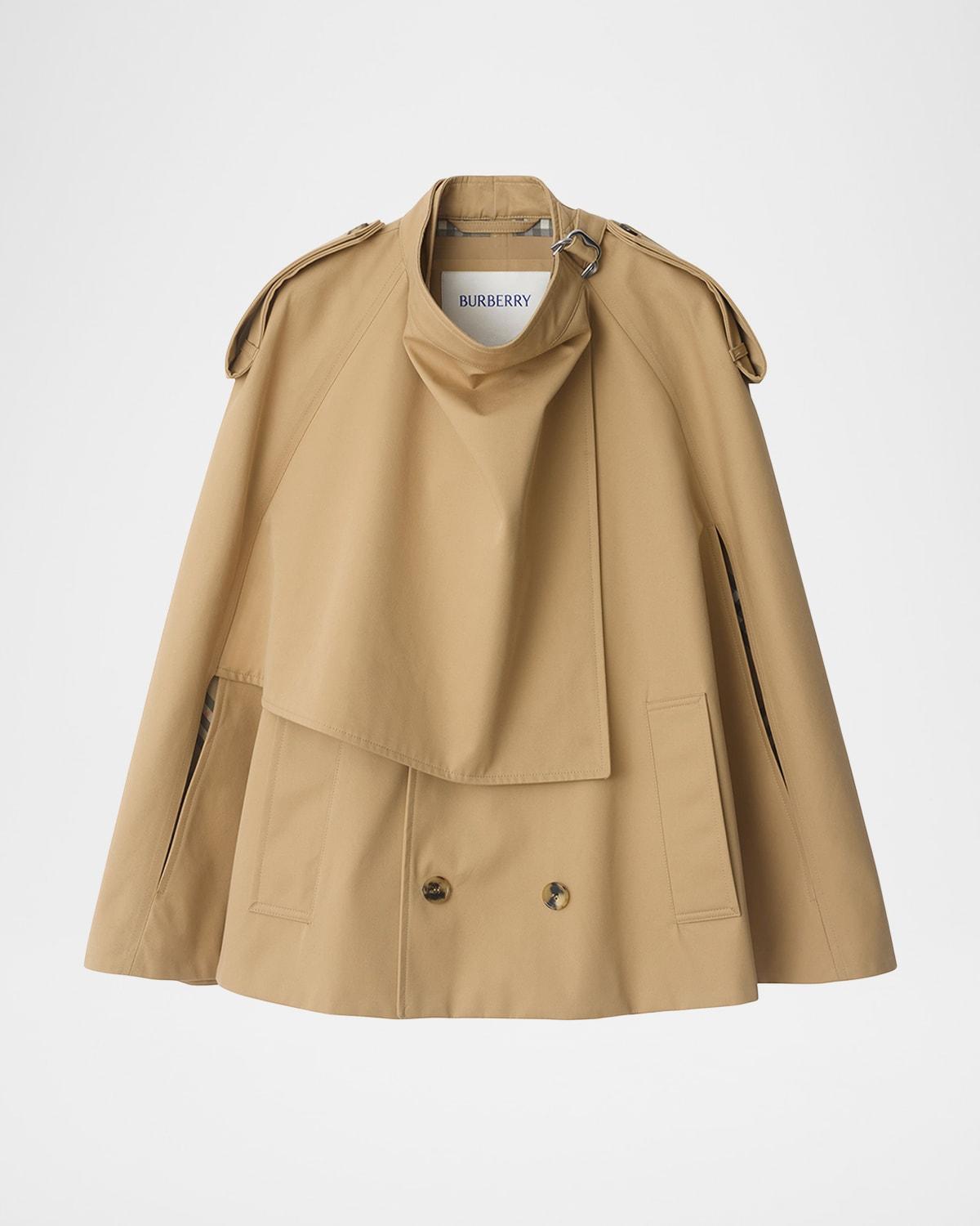 double-breasted short trench cape