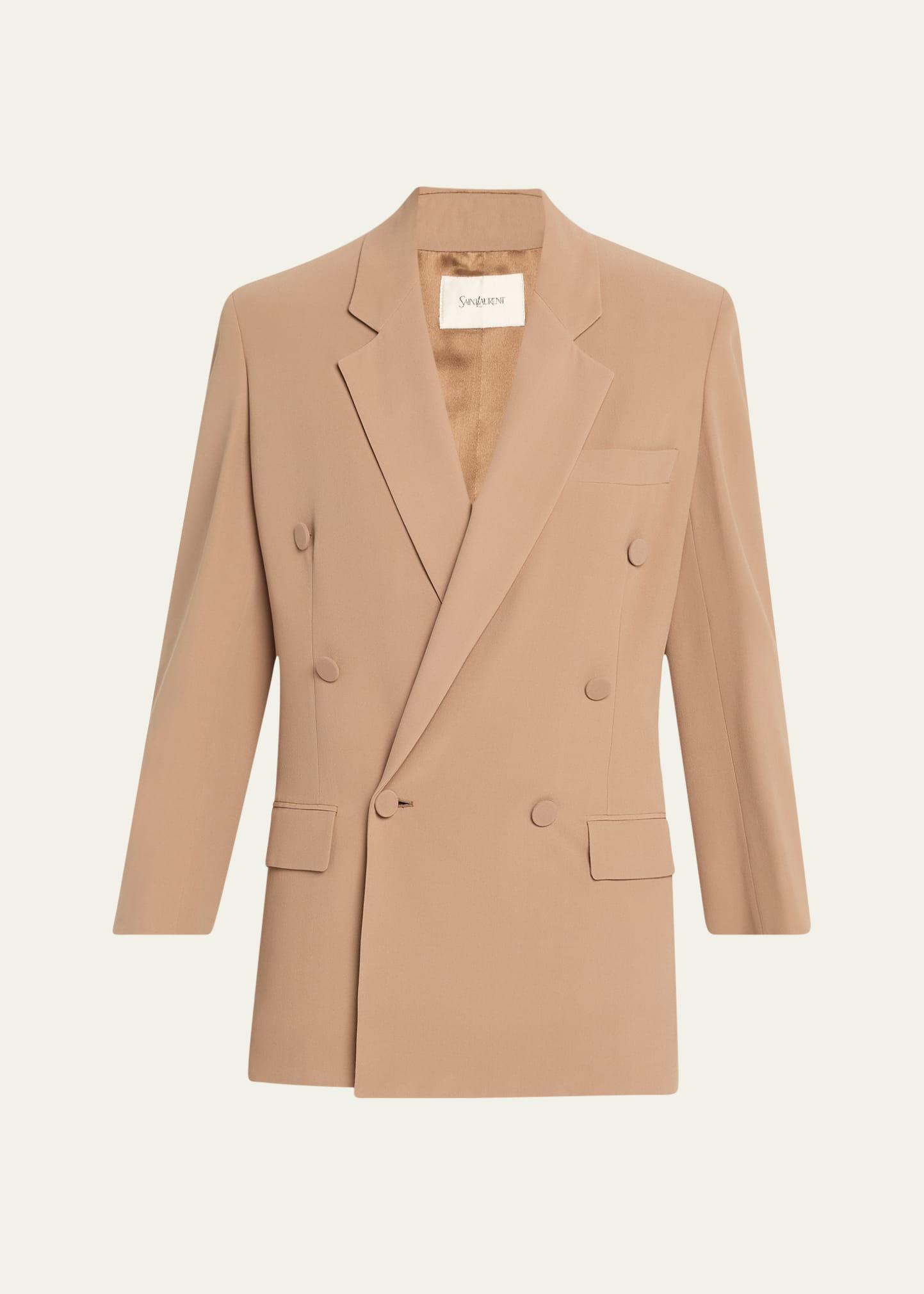 double-breasted silk wrap blazer