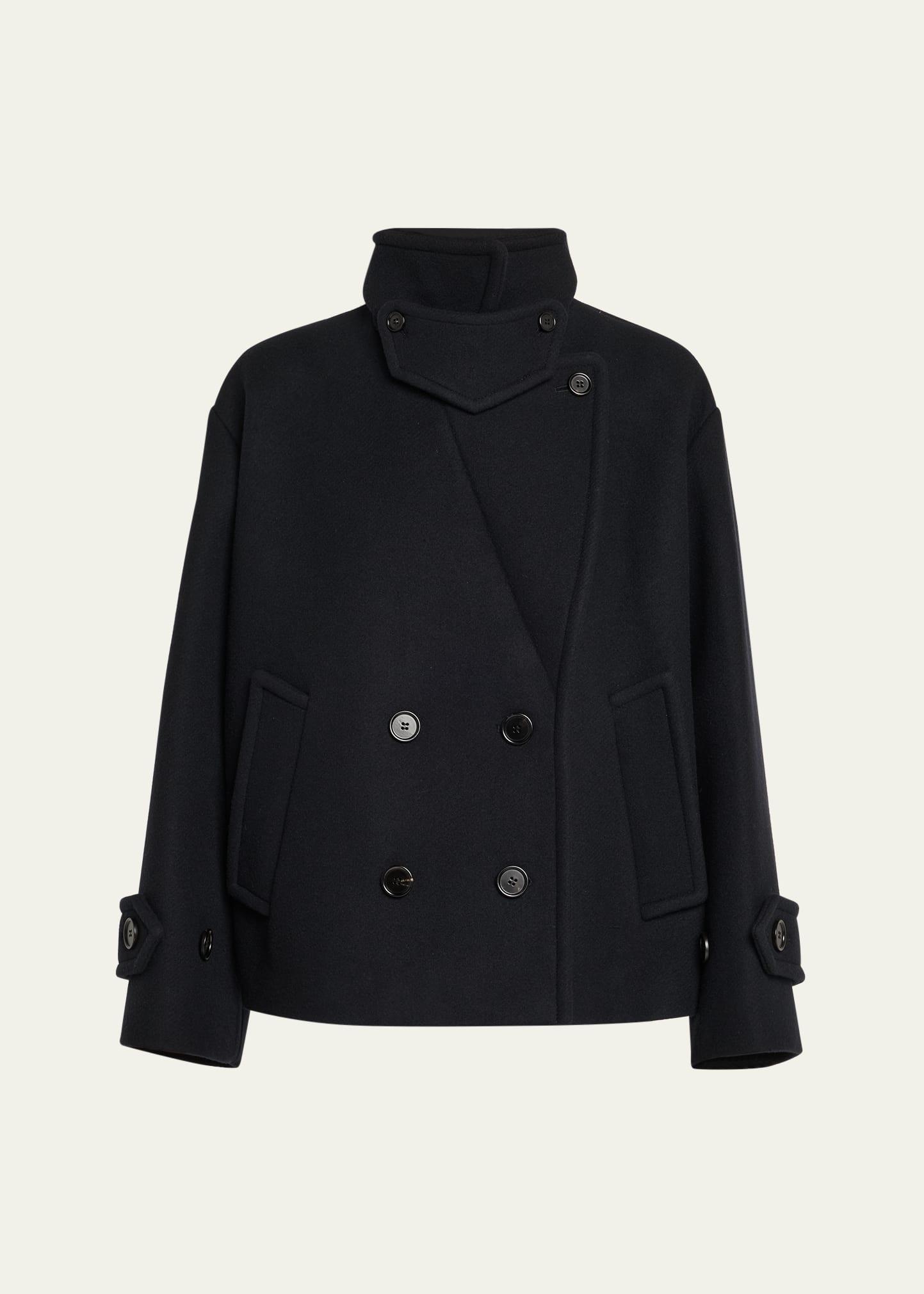 double-breasted soft wool pea coat