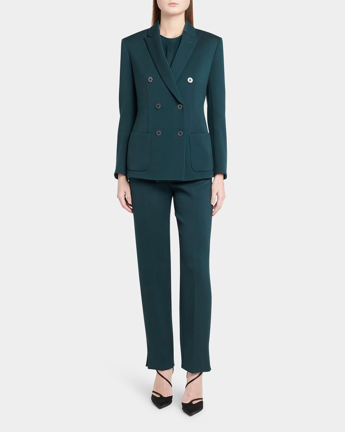 double-breasted stretch wool blazer jacket