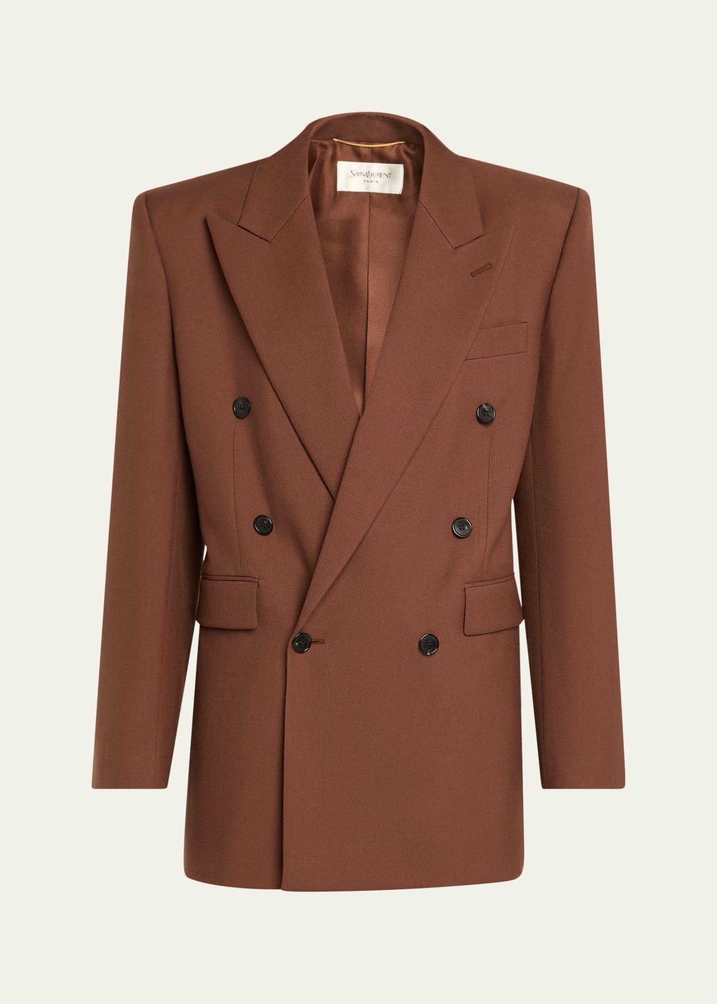 double-breasted strong-shoulder blazer