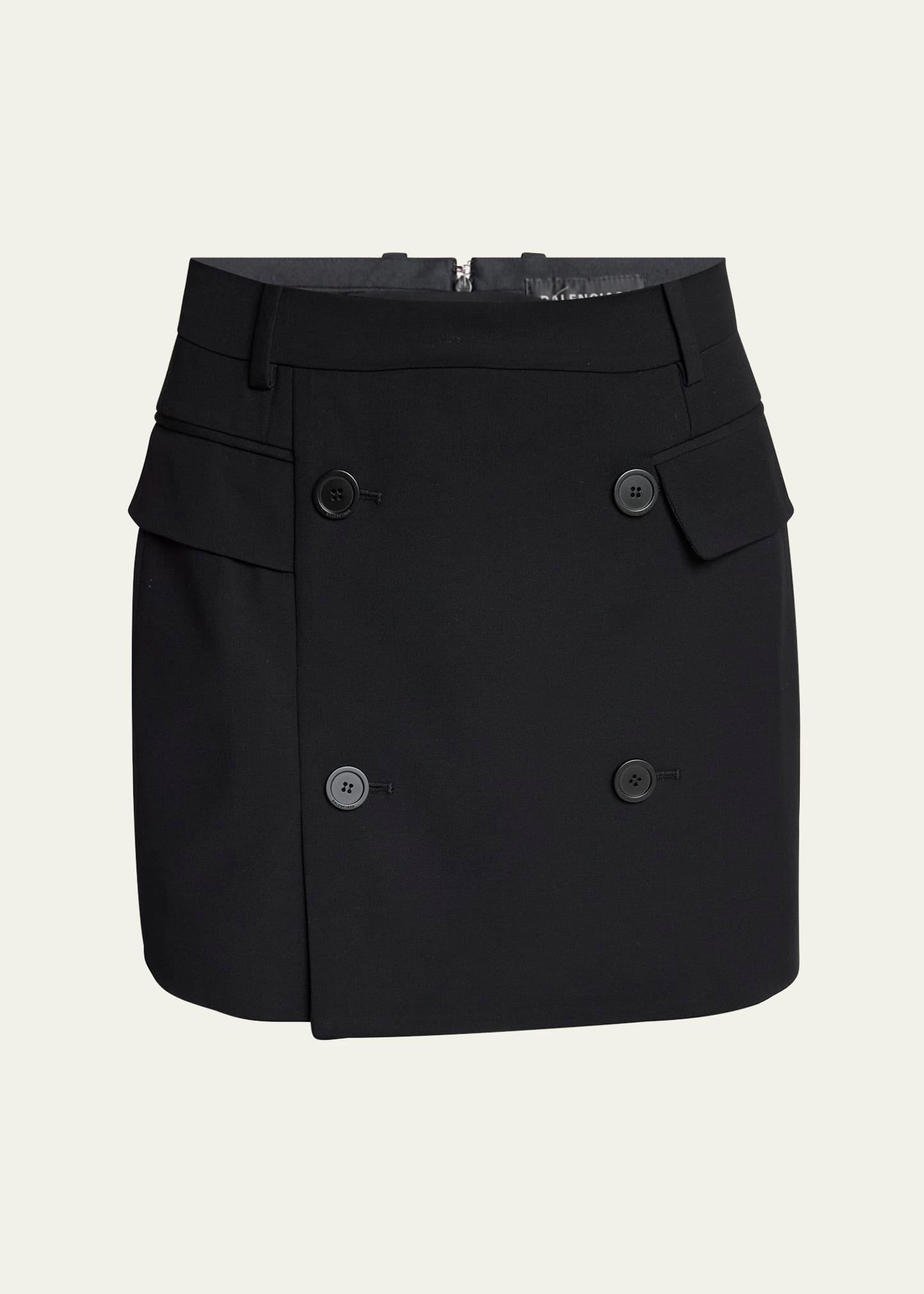 double-breasted tailored mini skirt