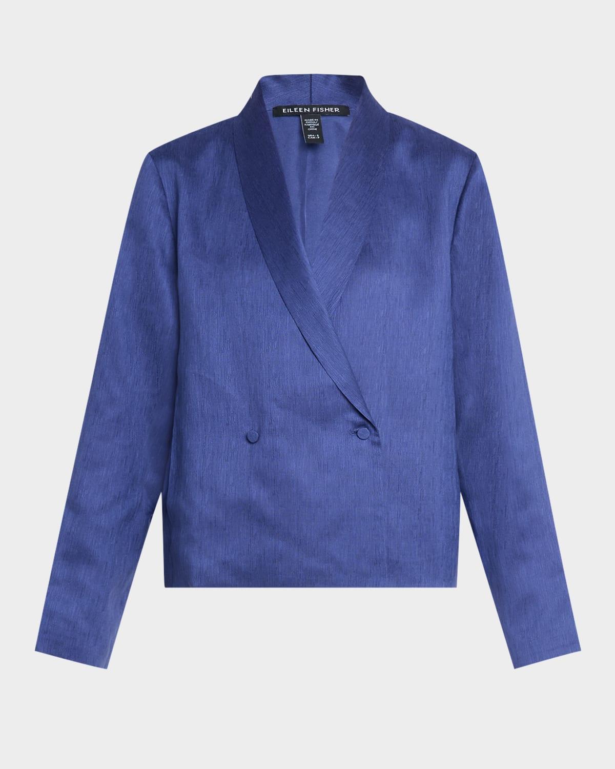 double-breasted textured silk jacket