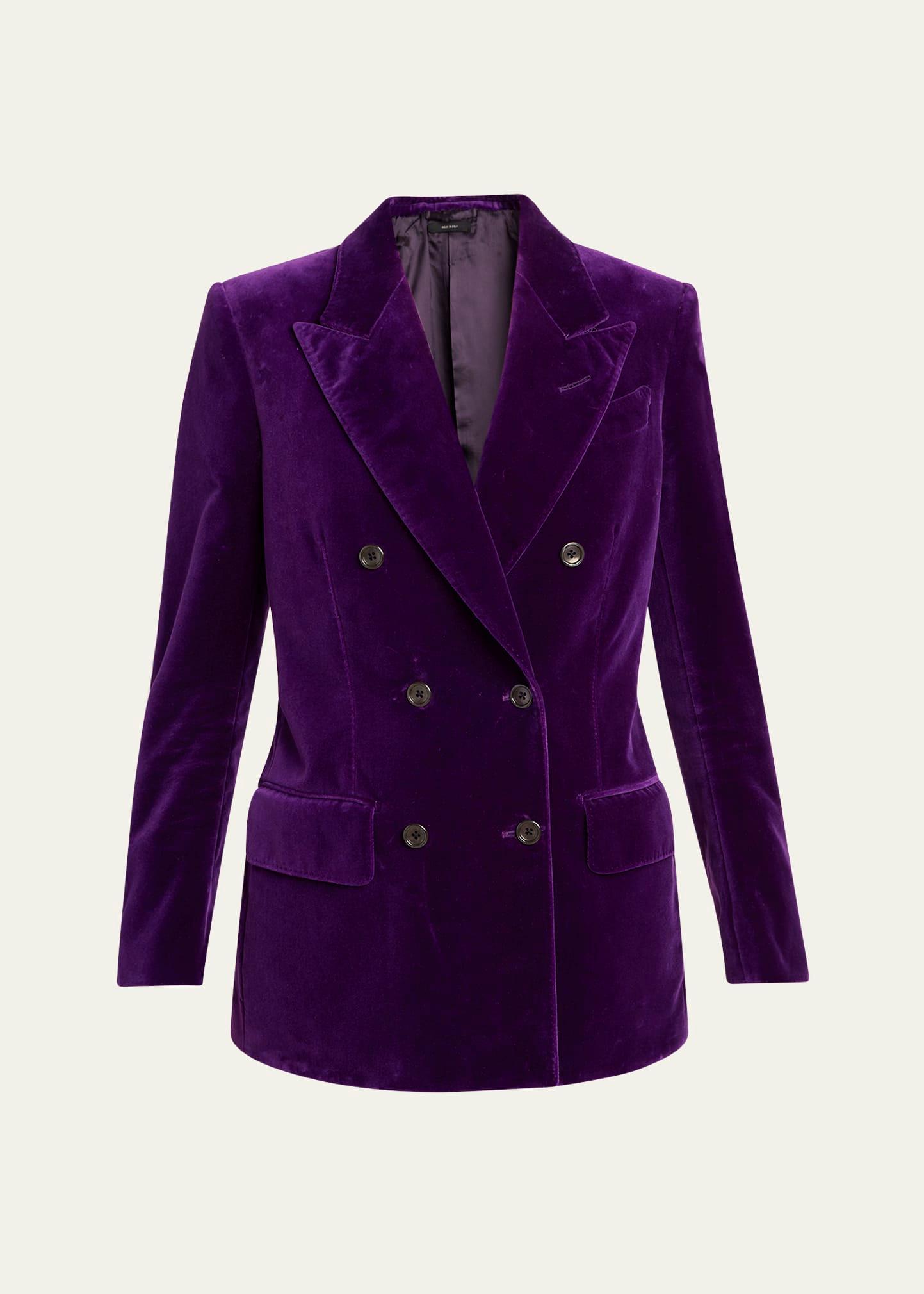 double-breasted velvet blazer