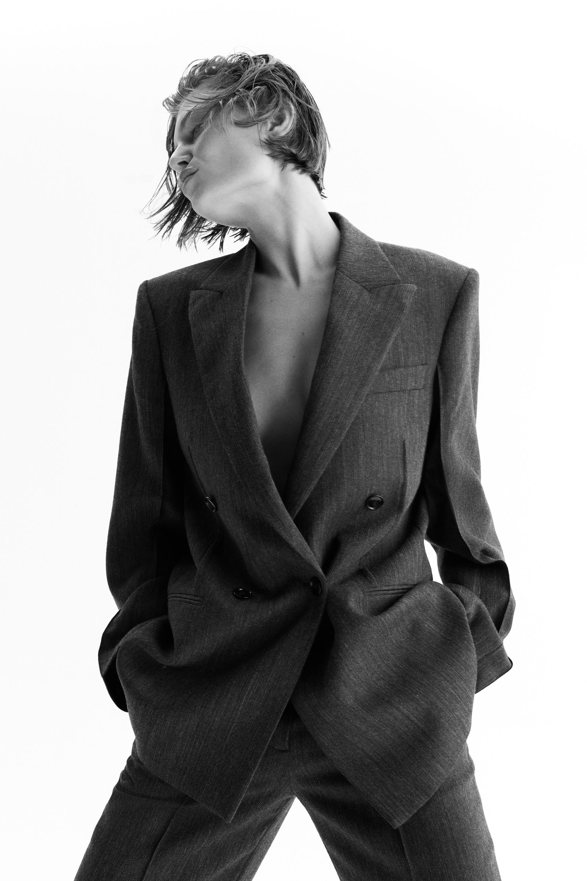 double-breasted wool blazer