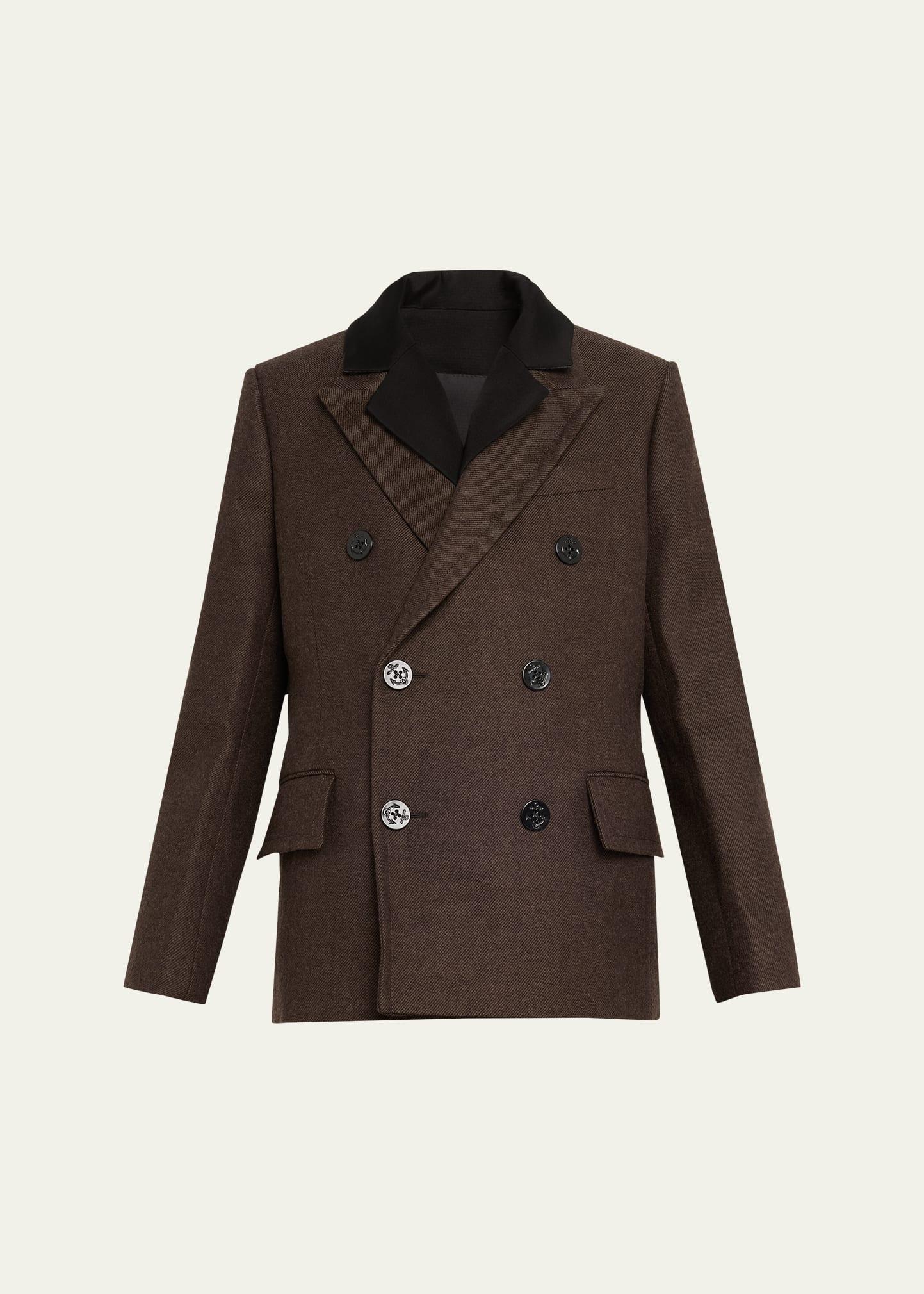 double-breasted wool hybrid coat