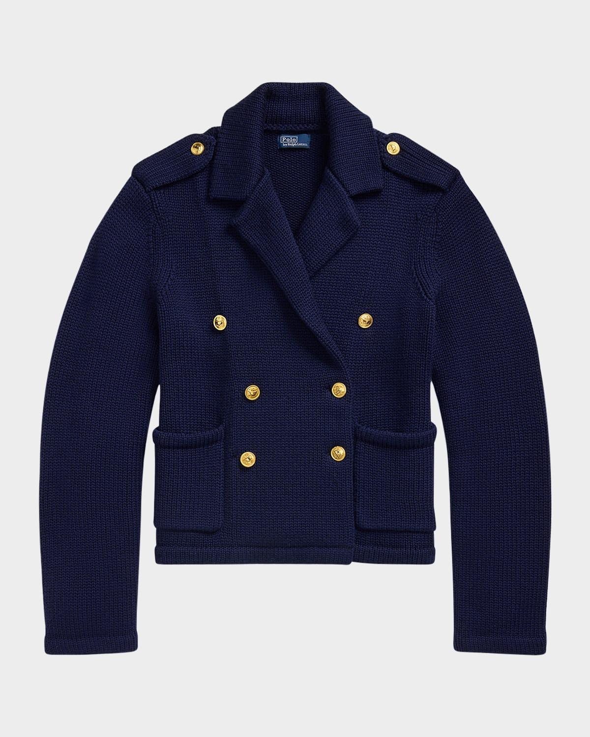 double-breasted wool sweater blazer