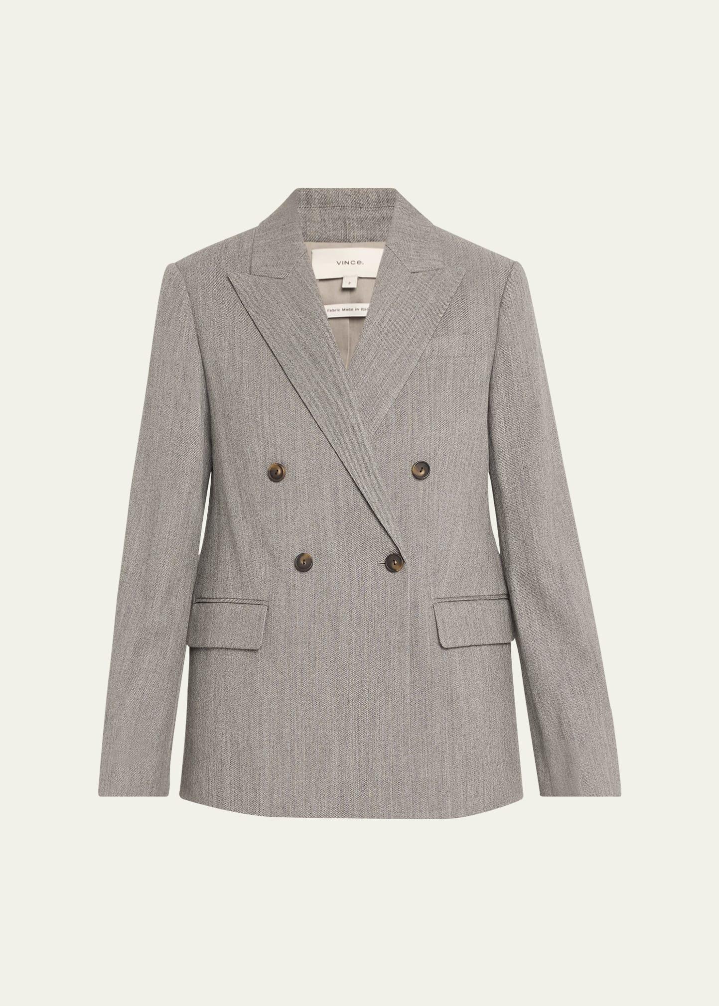 double-breasted wool twill blazer