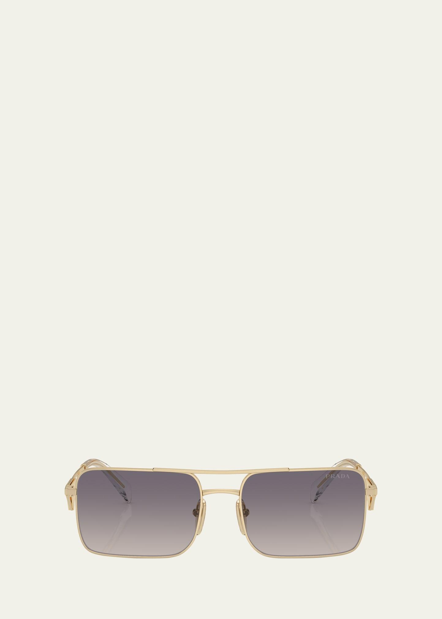 double-bridge metal square sunglasses