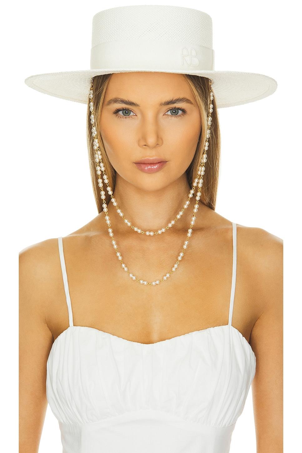 double chain strap boater hat