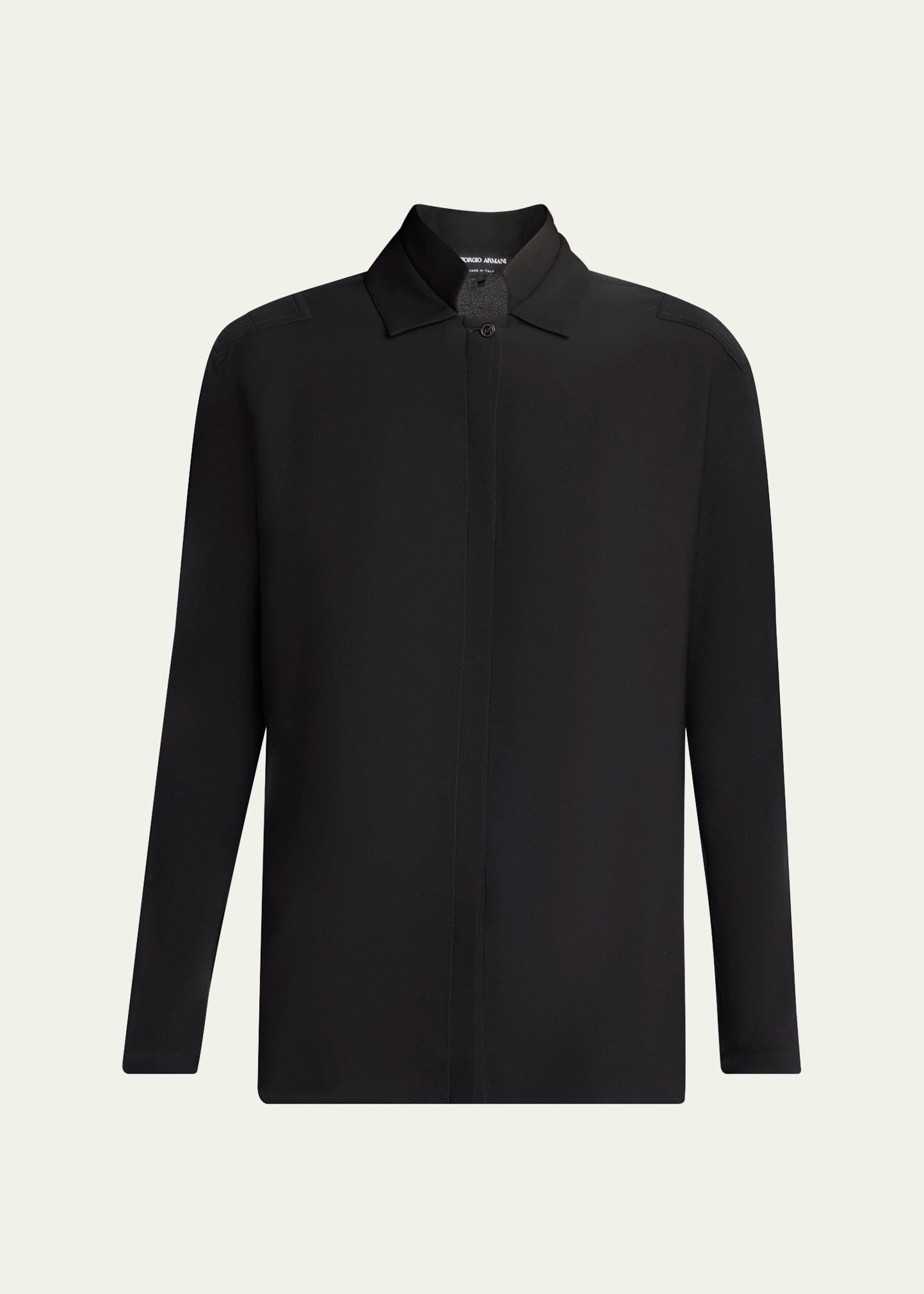 double-collar silk georgette blouse