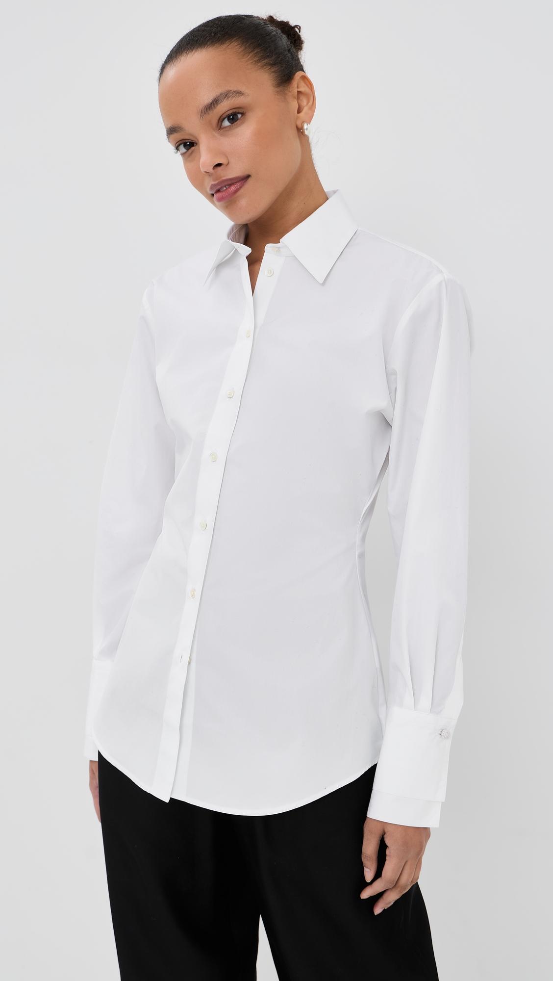 double cuff shaped poplin shirt