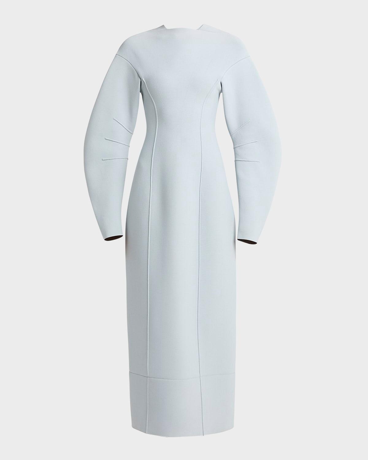 double-face seam rounded midi dress