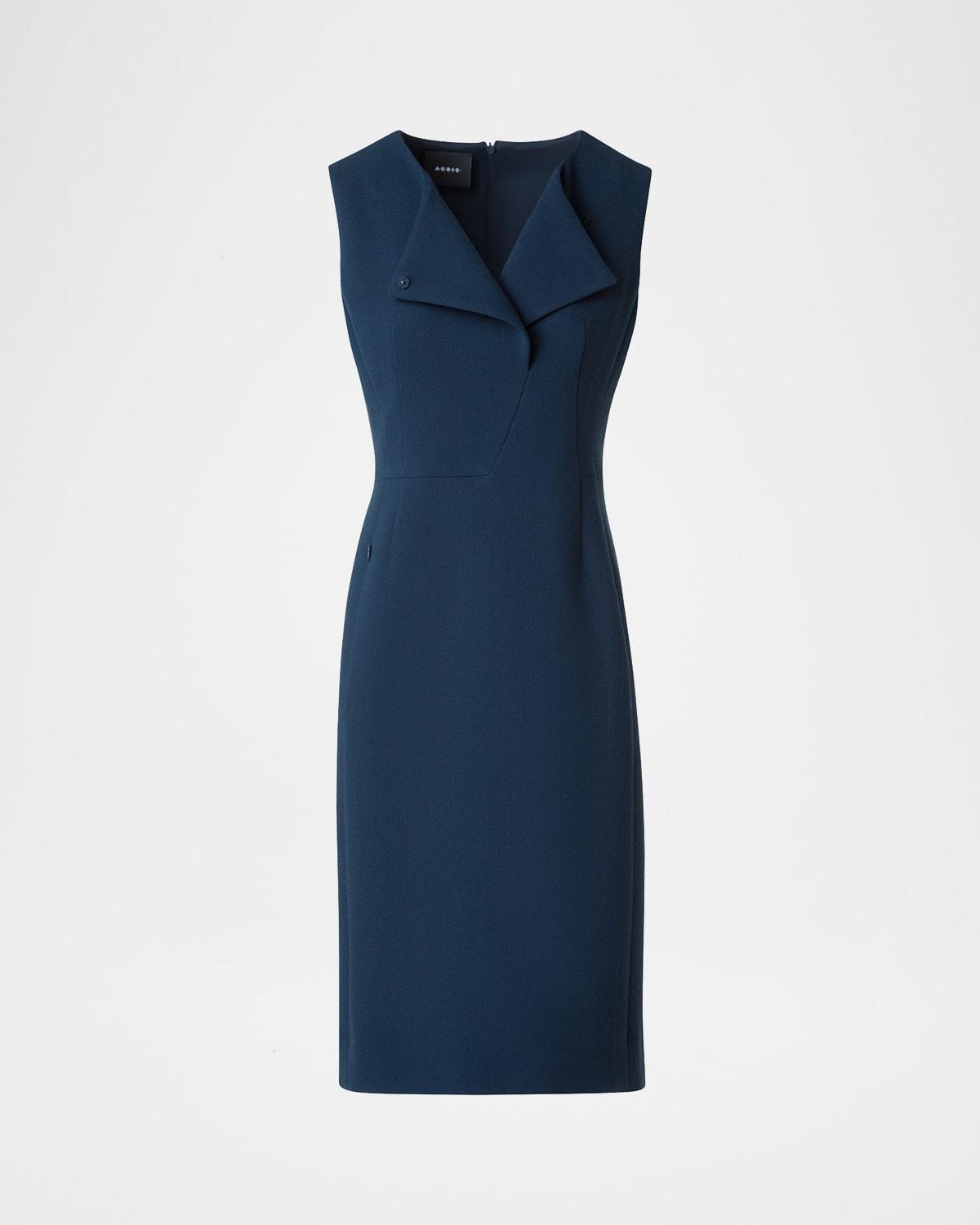 double-face wool crepe sheath dress