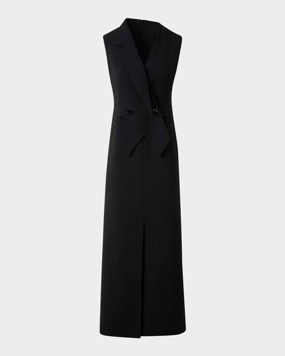 double-face wool midi sheath dress
