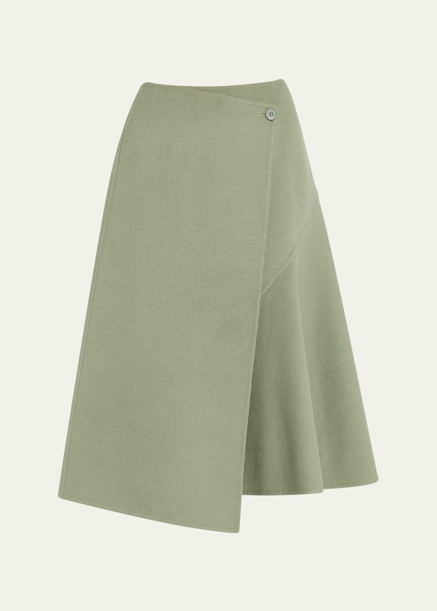 double-faced draped wrap skirt