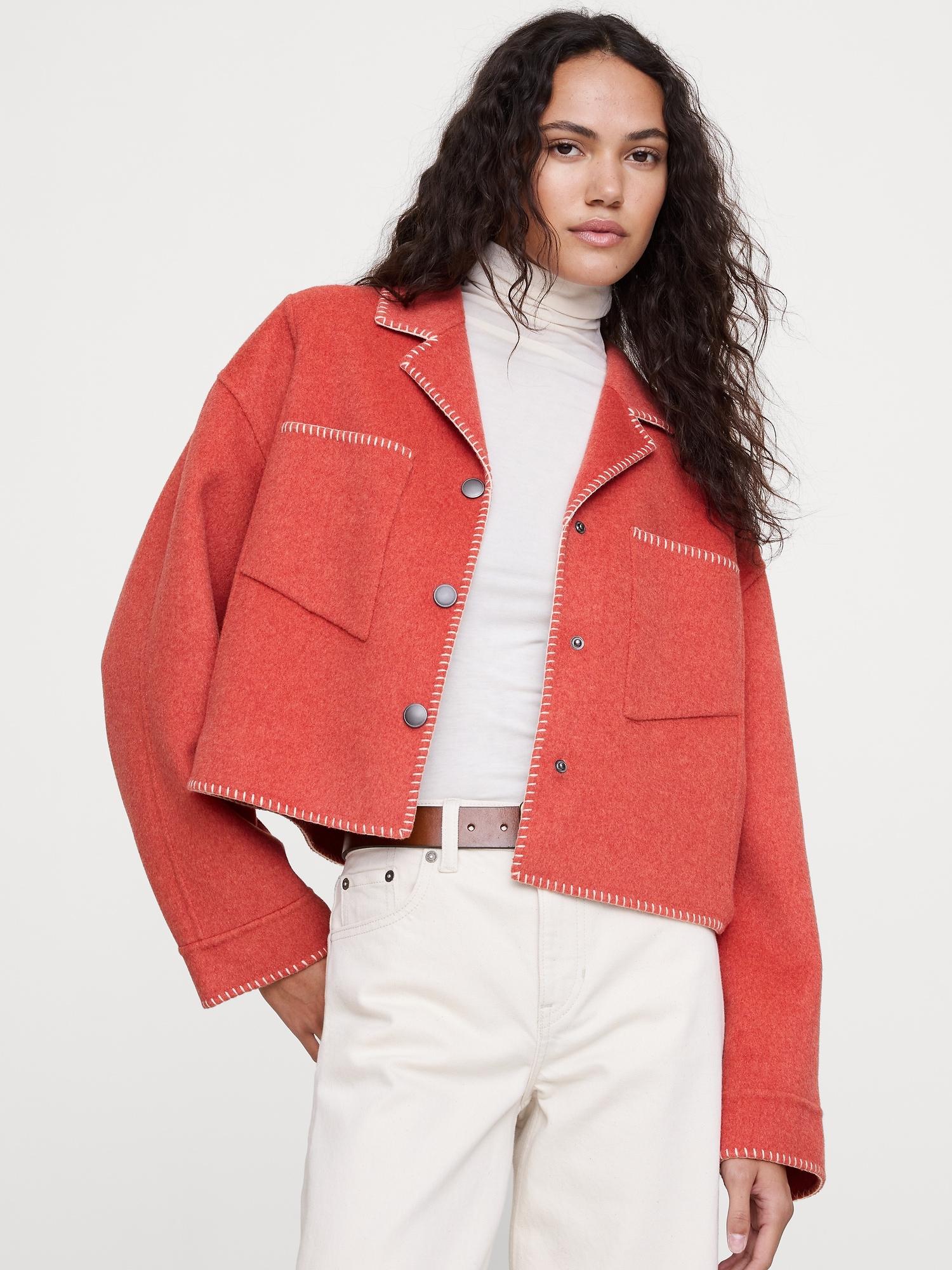 double-faced short jacket with blanket stitch