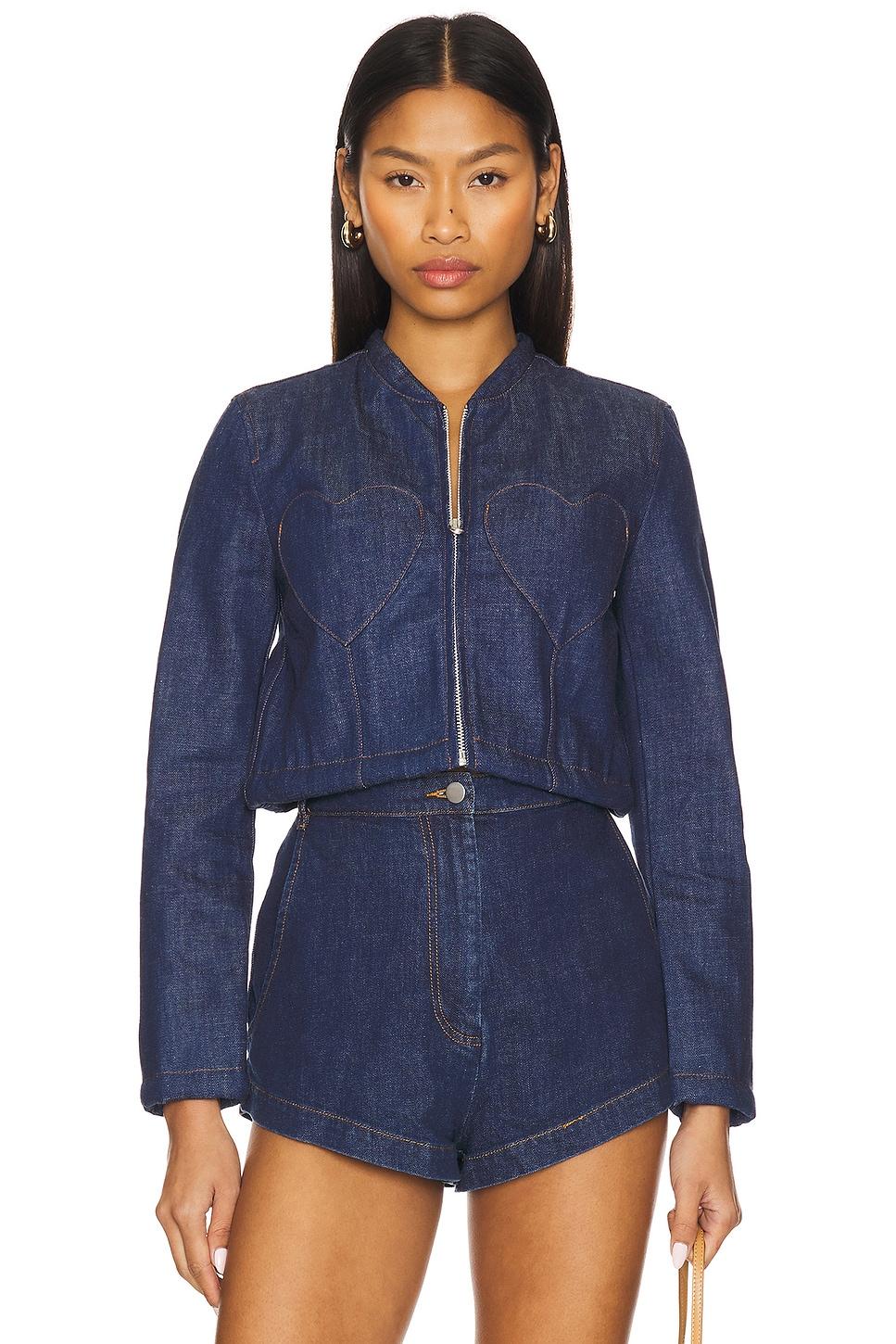 double heart denim jacket