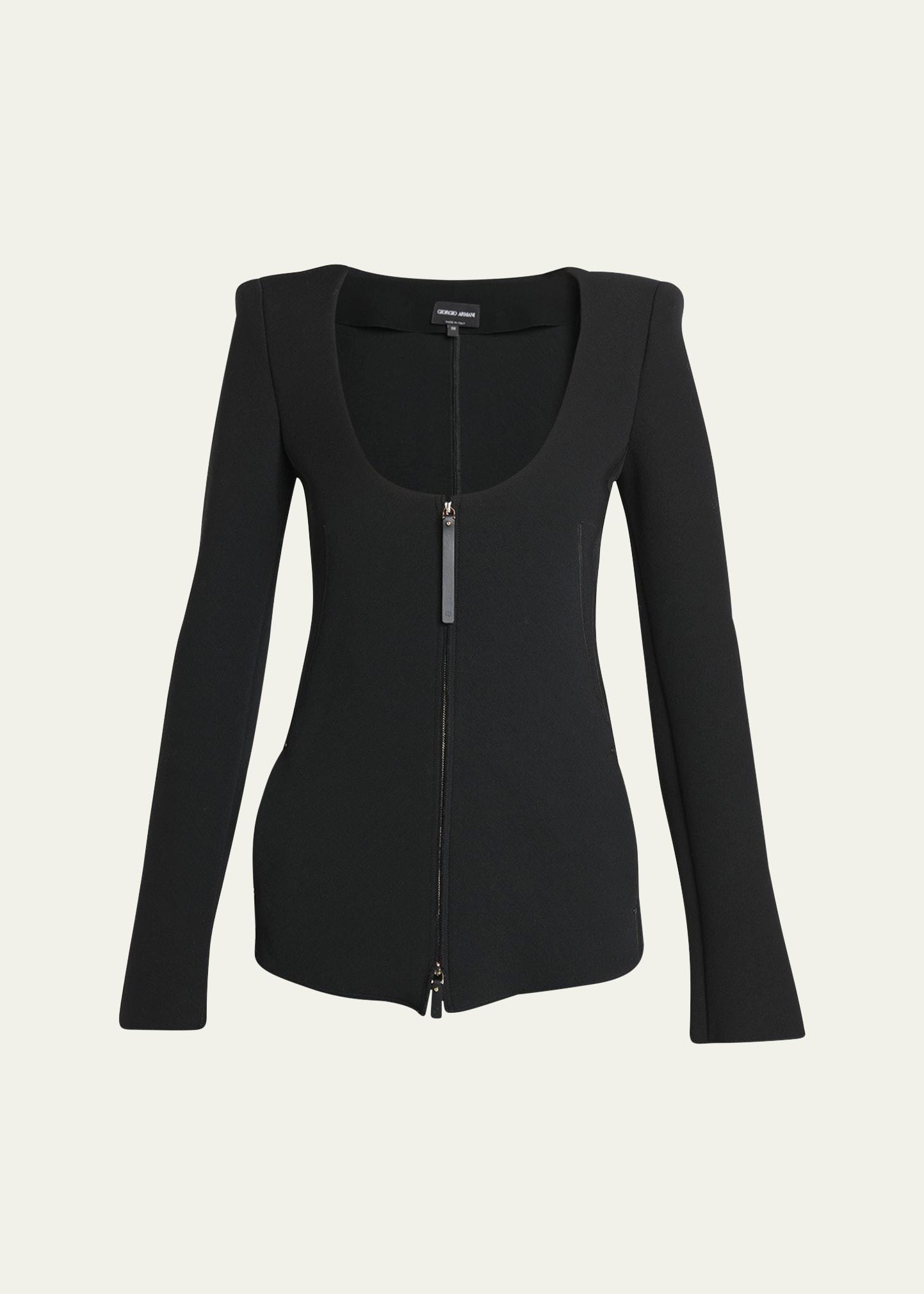 double-jersey virgin wool zip jacket