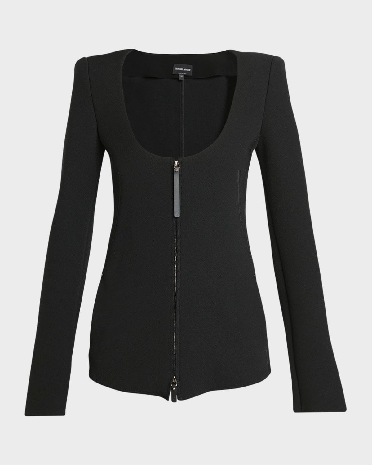 double-jersey virgin wool zip jacket