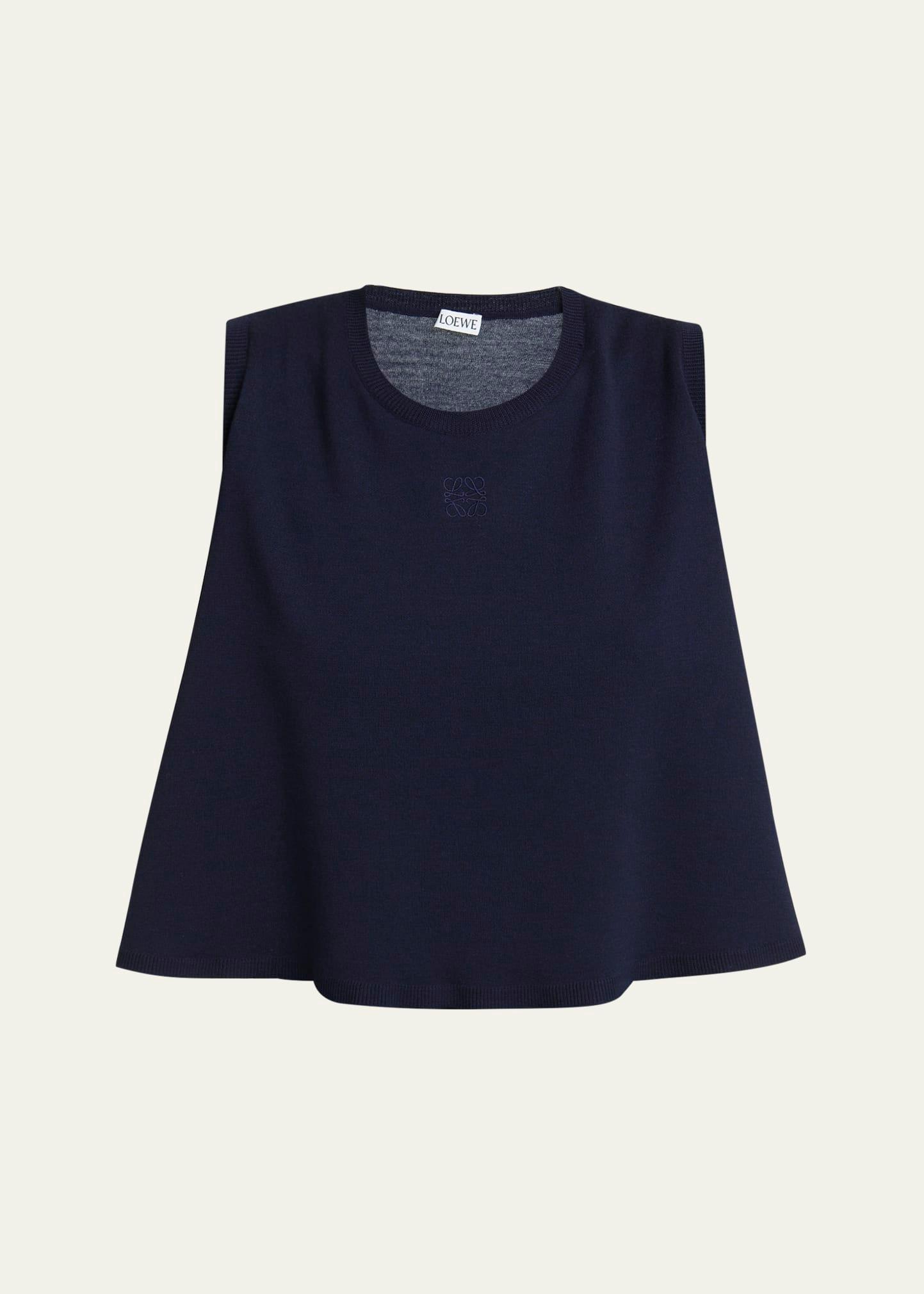 double-layer anagram sleeveless wool sweater