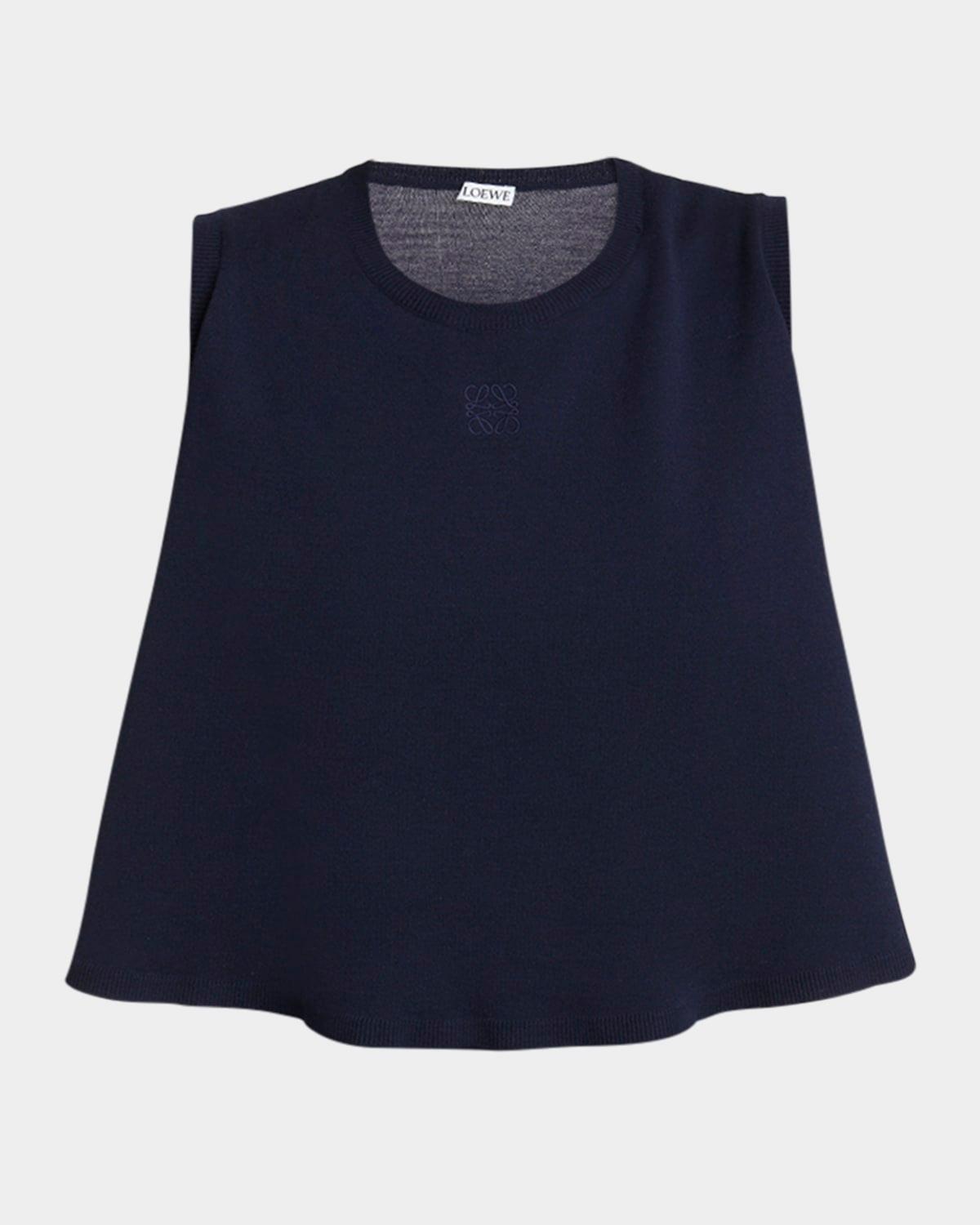 double-layer anagram sleeveless wool sweater