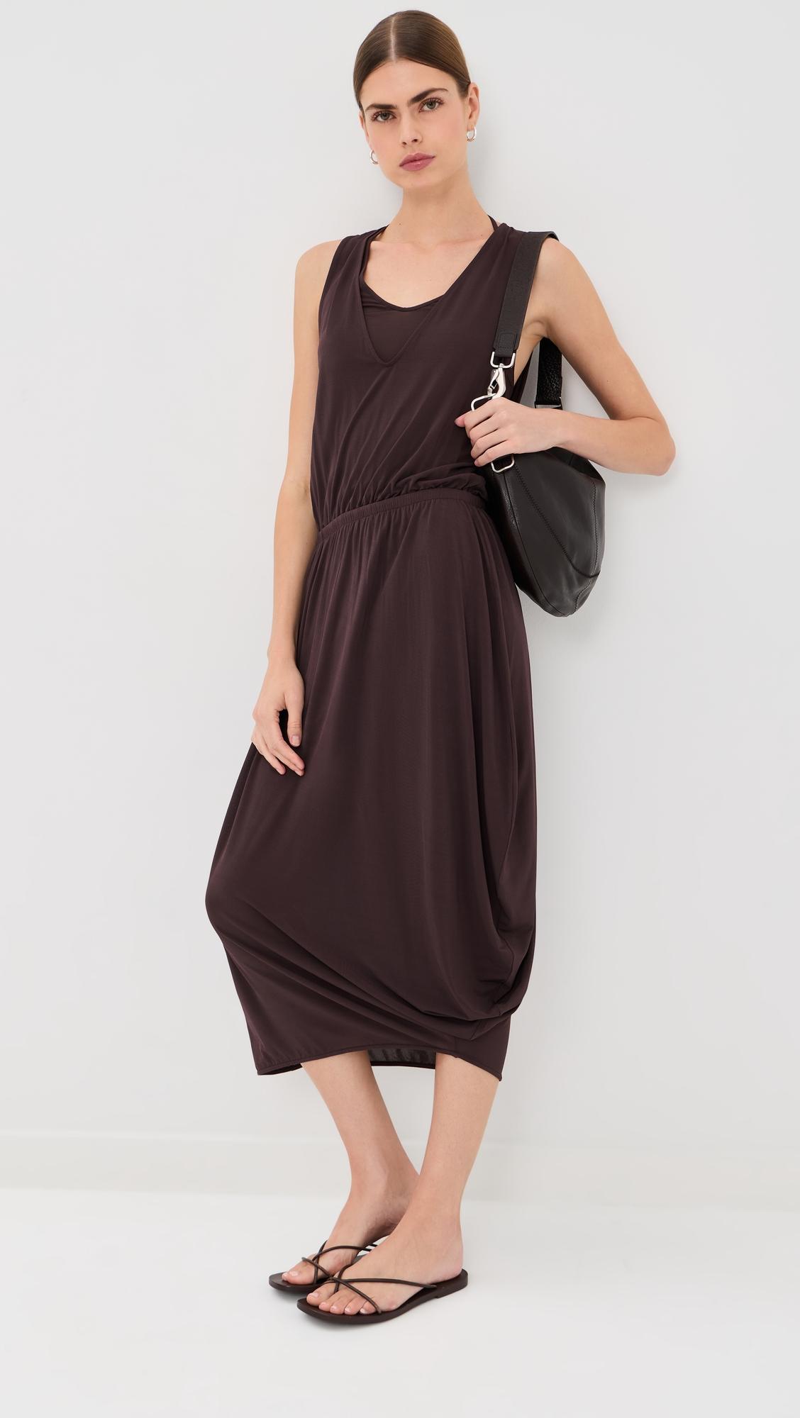 double layer drape dress