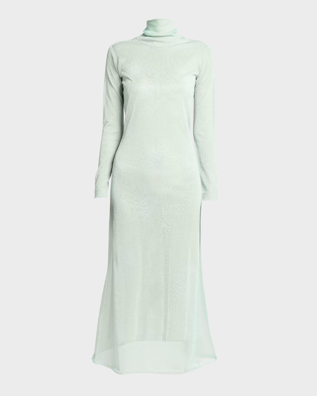 double-layer open-back lurex jersey midi dress