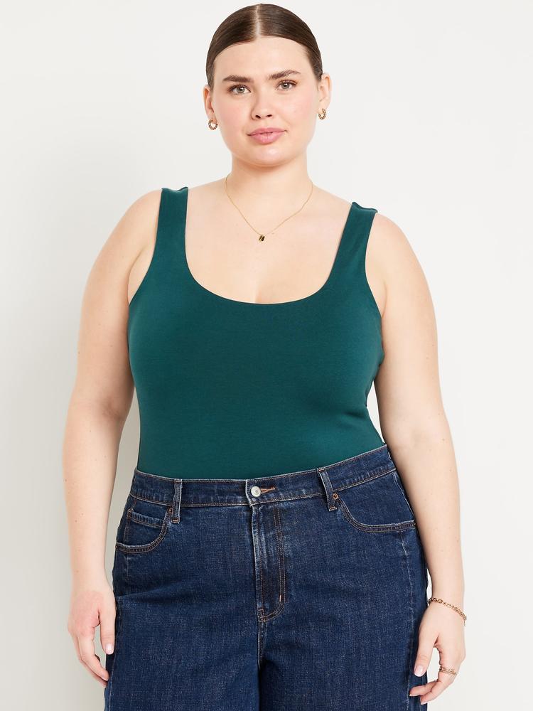 double-layer scoop-neck bodysuit