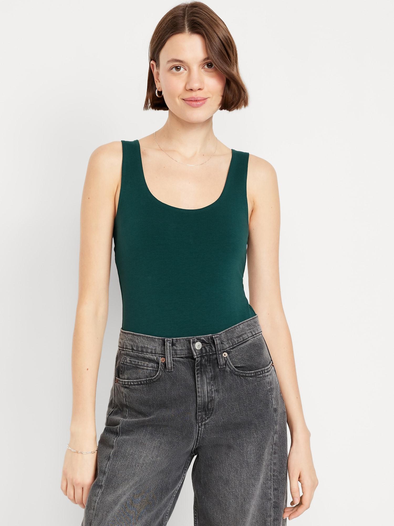 double-layer scoop-neck bodysuit