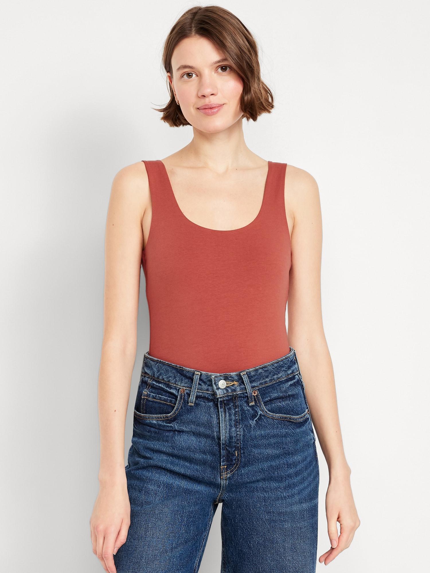 double-layer scoop-neck bodysuit