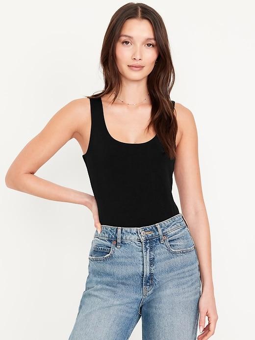 double-layer scoop-neck bodysuit
