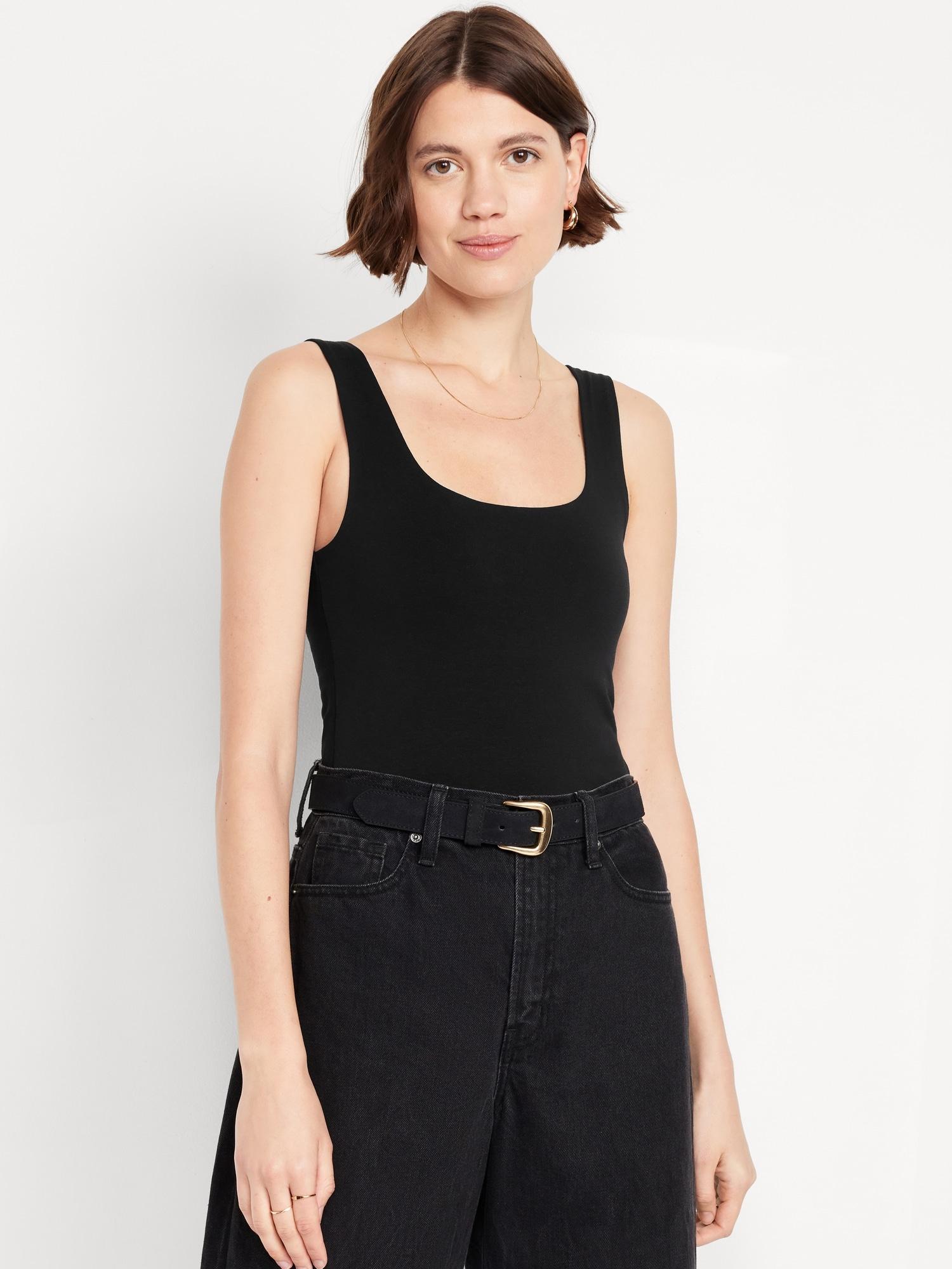 double-layer scoop-neck tank top