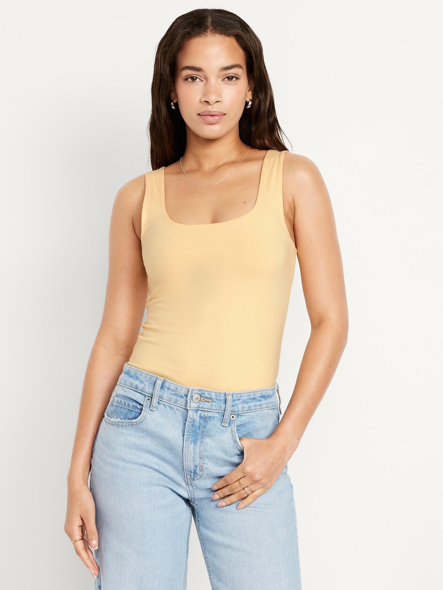 double-layer scoop-neck tank top