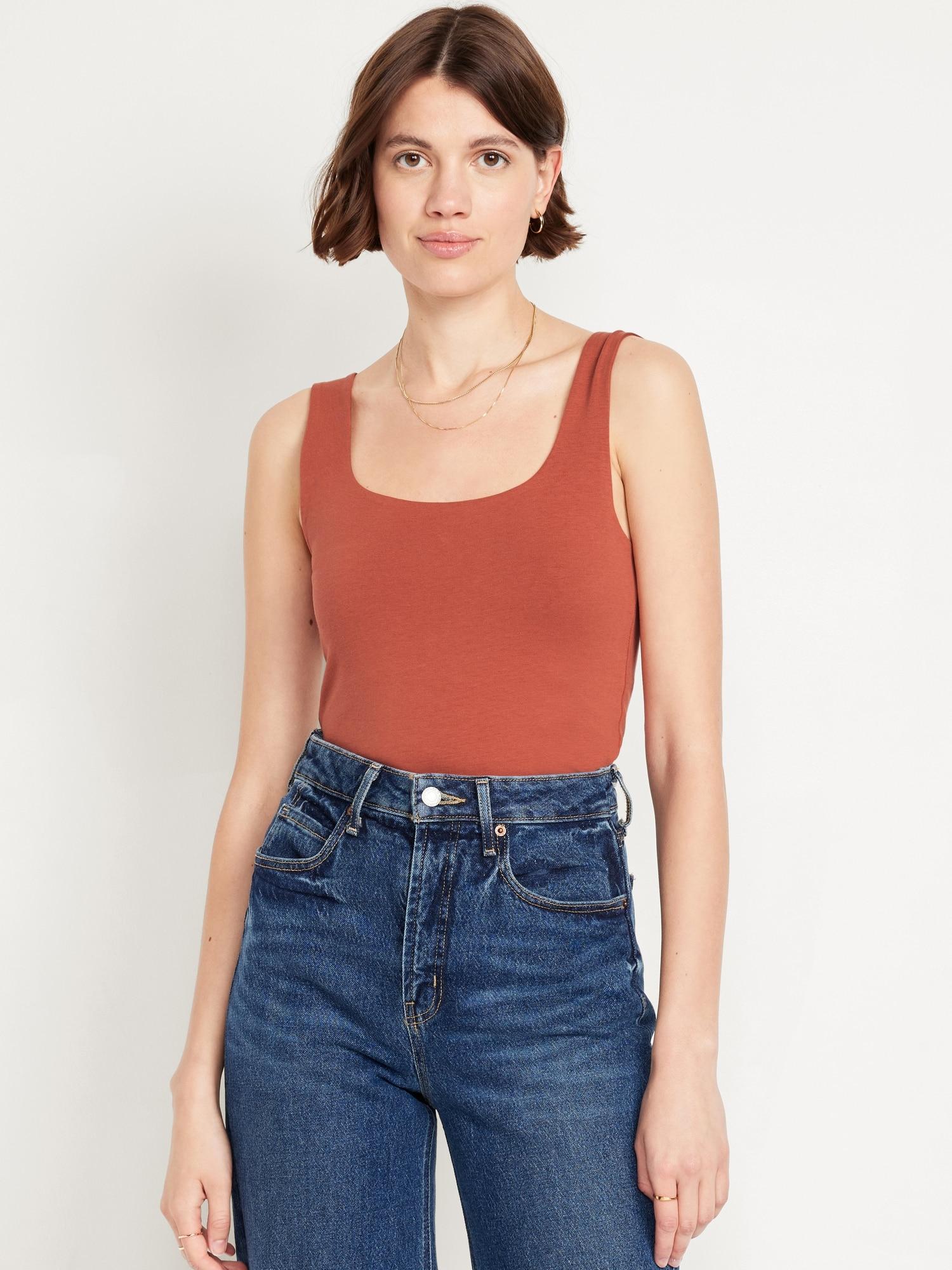 double-layer scoop-neck tank top