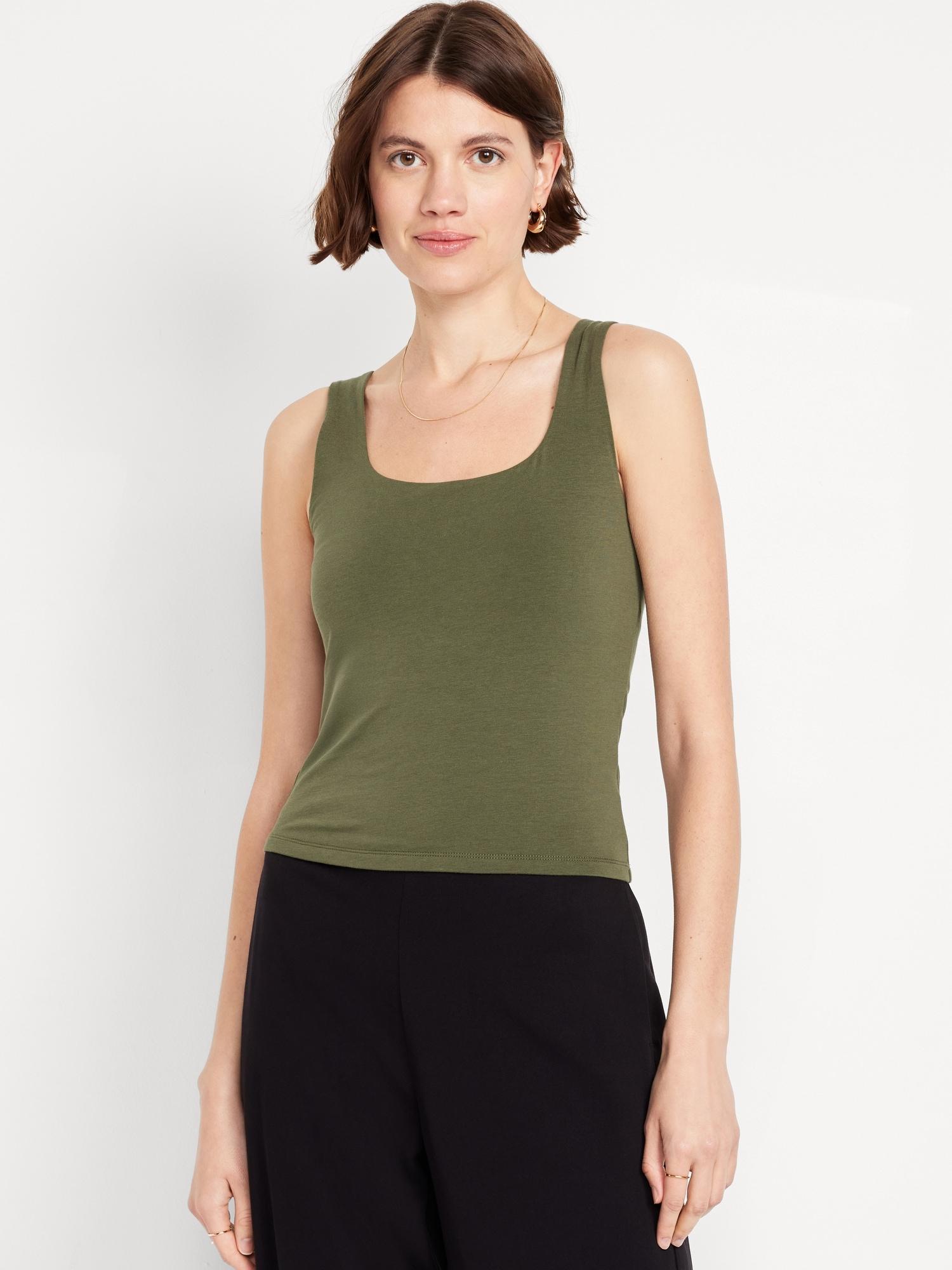 double-layer scoop-neck tank top