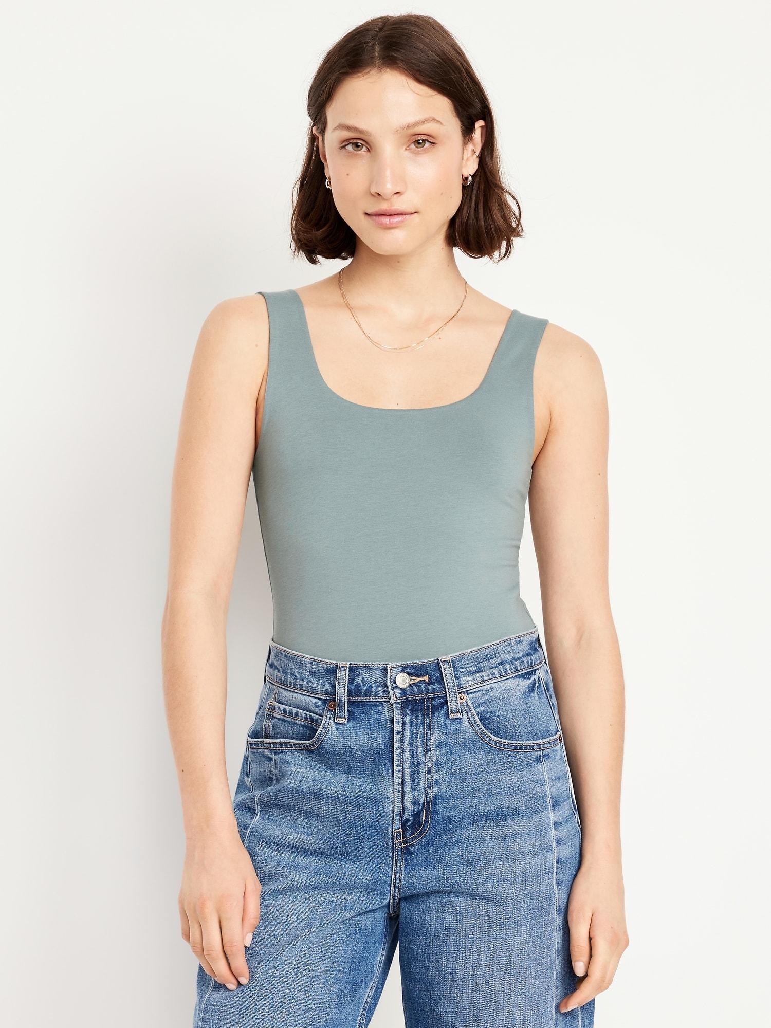 double-layer scoop-neck tank top